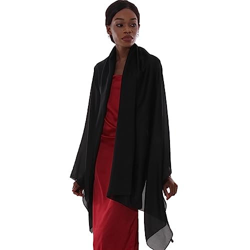 Thumbnail 5 de PIOYMEYA chal negro mujer de fiesta en poliéster ligero tipo pashmina (estola/foulard 180x90 cm)