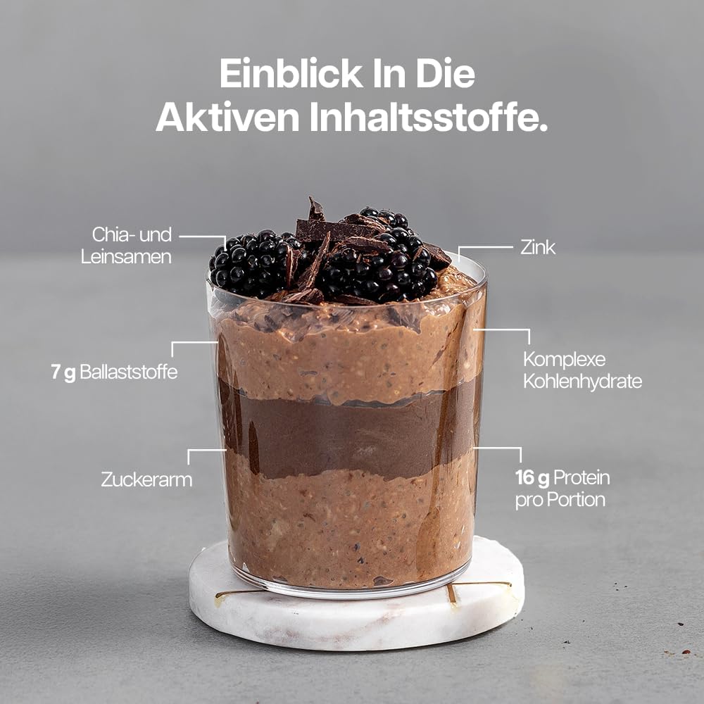 Detalle de Protein Works Overnight Oats – GOLD Innovation: Hochprotein-Frühstück mit Chia & Leinsamen (14 Portionen, 1 kg)