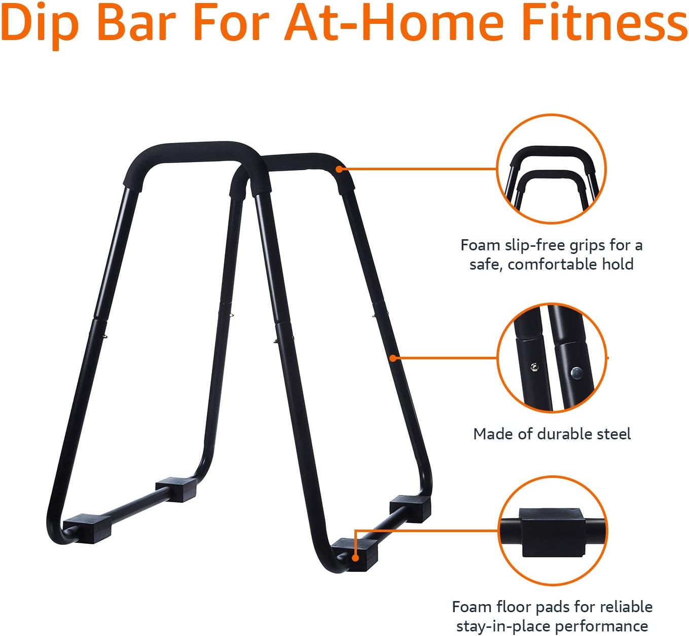 Detalle de Amazon Basics Dip Fitness Bar – poręcze ze stali stopowej, udźwig 300 kg