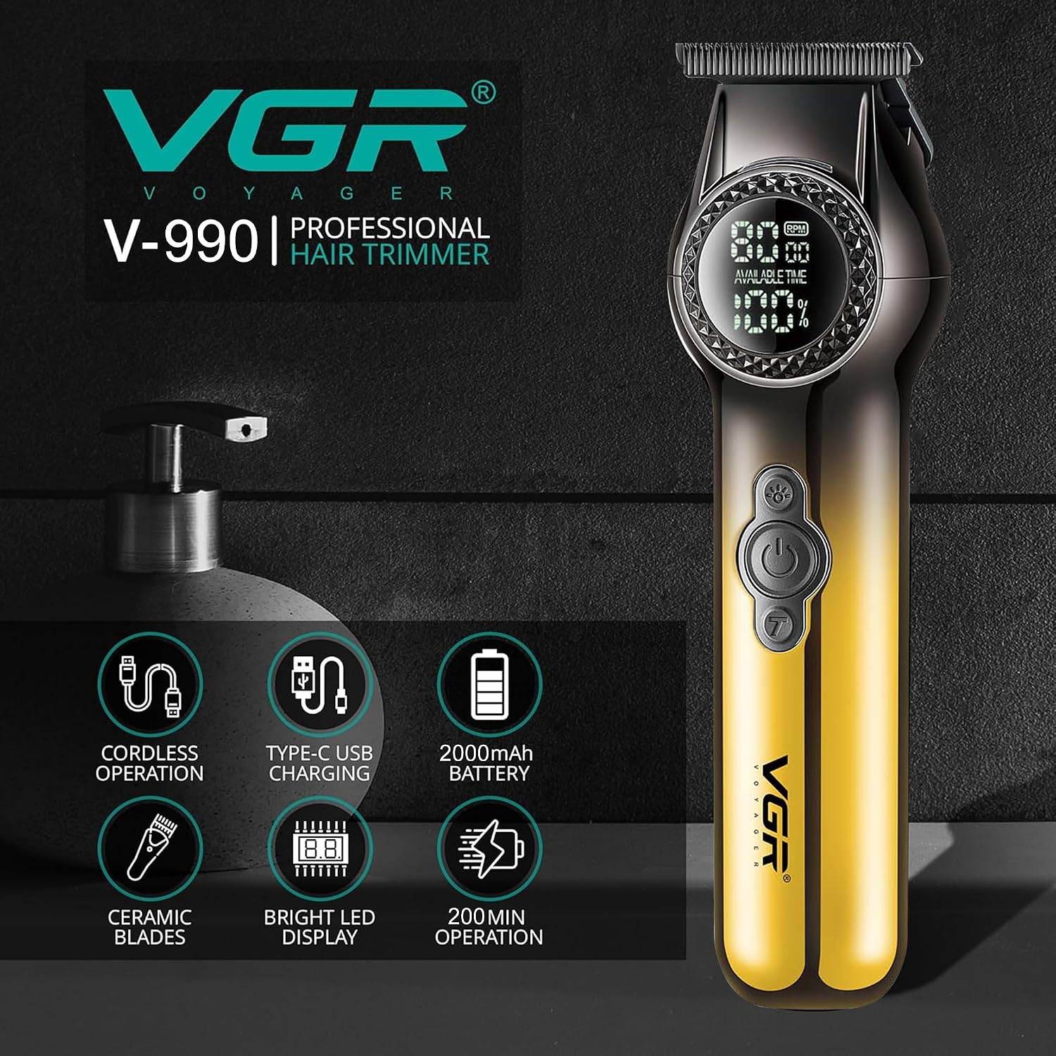 Thumbnail 6 de VGR Beard Trimmer 200 Min Battery