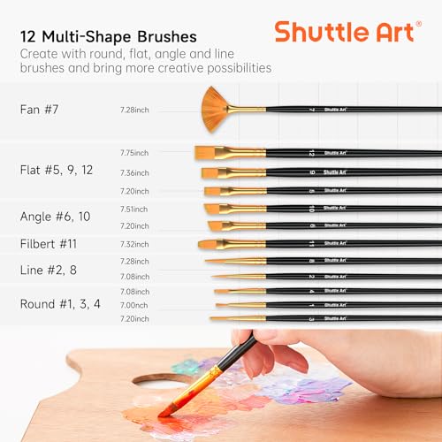 Thumbnail 8 de Shuttle Art 36-Color Acrylic Paint Set with Brushes & Palette