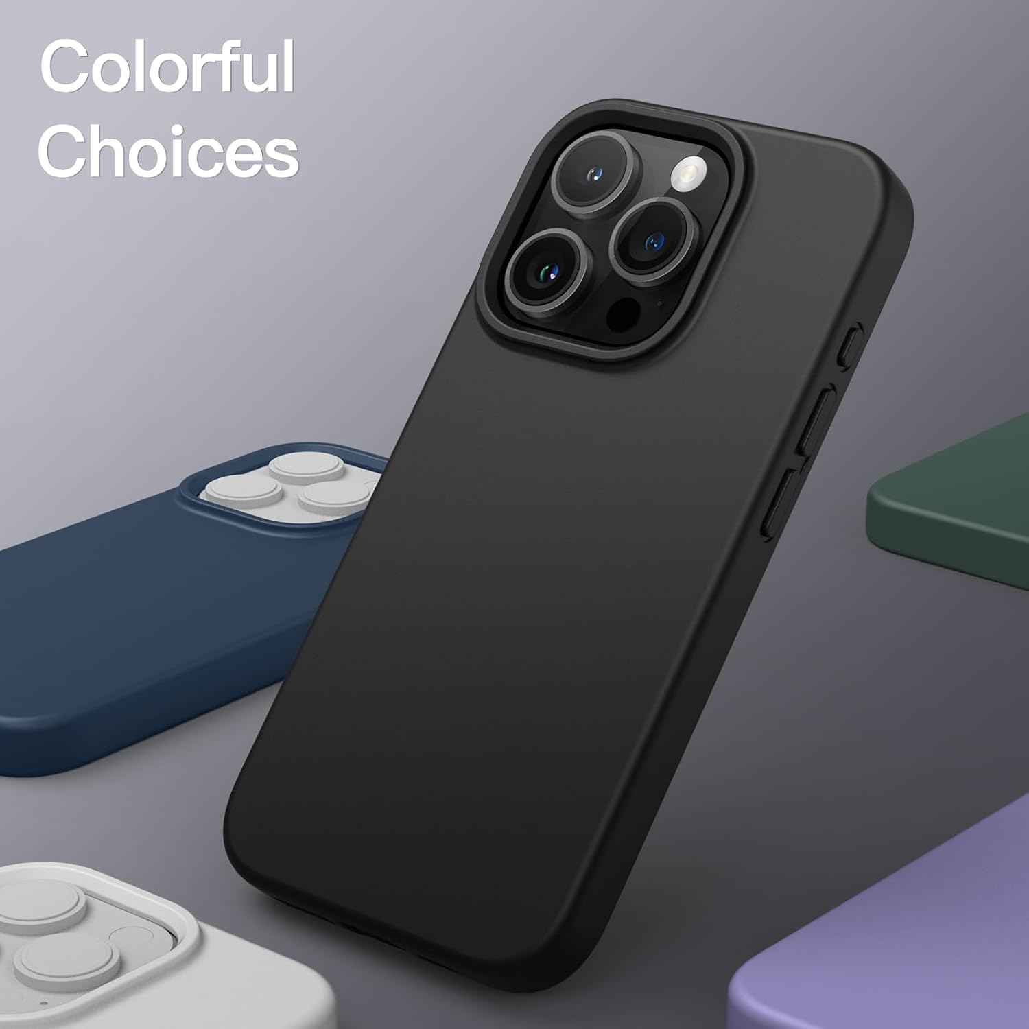 Detalle 2 de JETech silikonskal för iPhone 15 Pro Max, svart med mikrofiberfoder