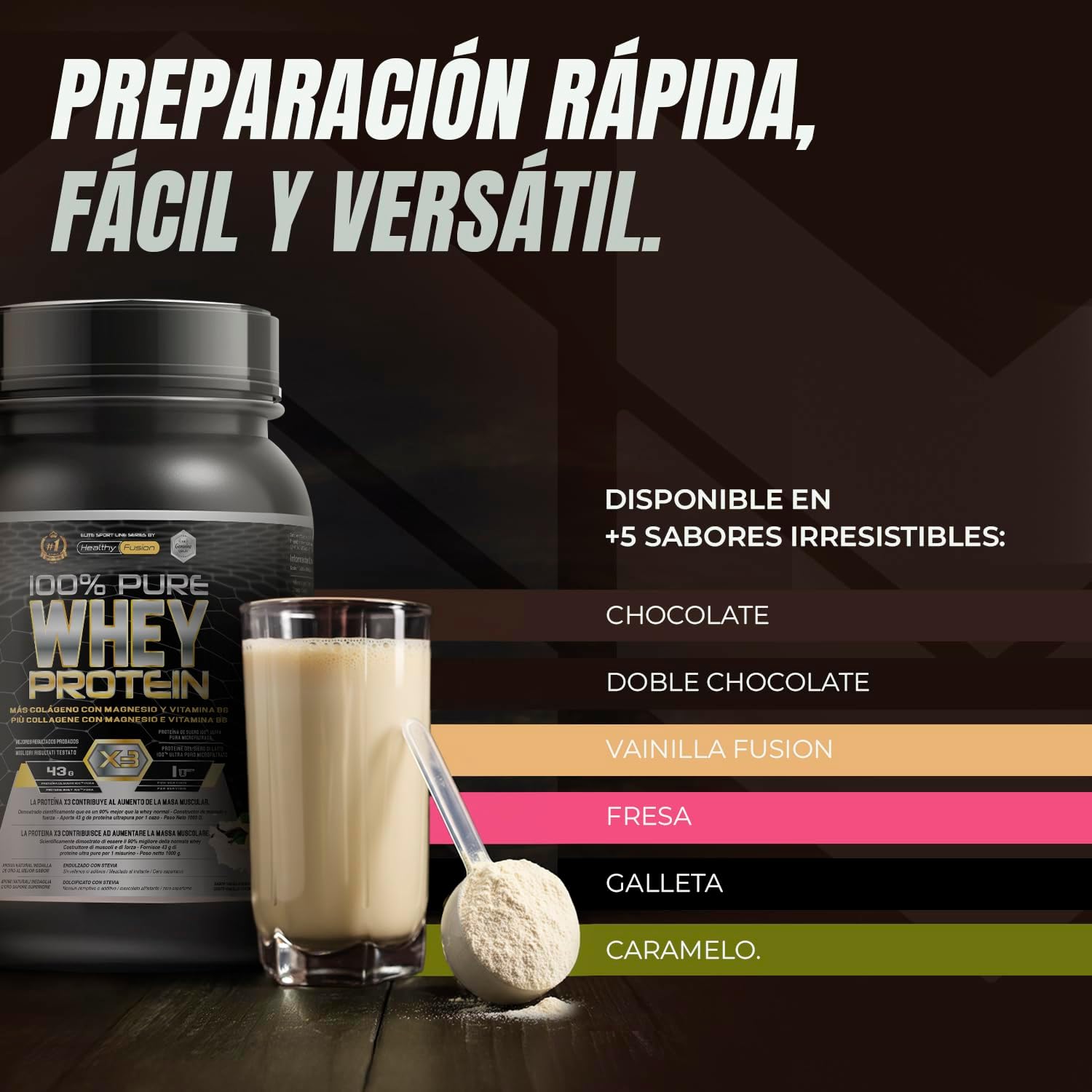 Thumbnail 4 de Healthy Fusion Whey Protein 💪 Colágeno y Magnesio | Vainilla 1000g