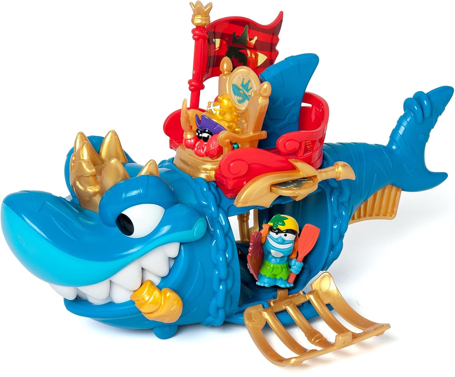 Detalle de PIRATIX Adventure World King Shark – Tiburón articulado con jaula y tesoro: una aventura pirata para imaginar sin límites