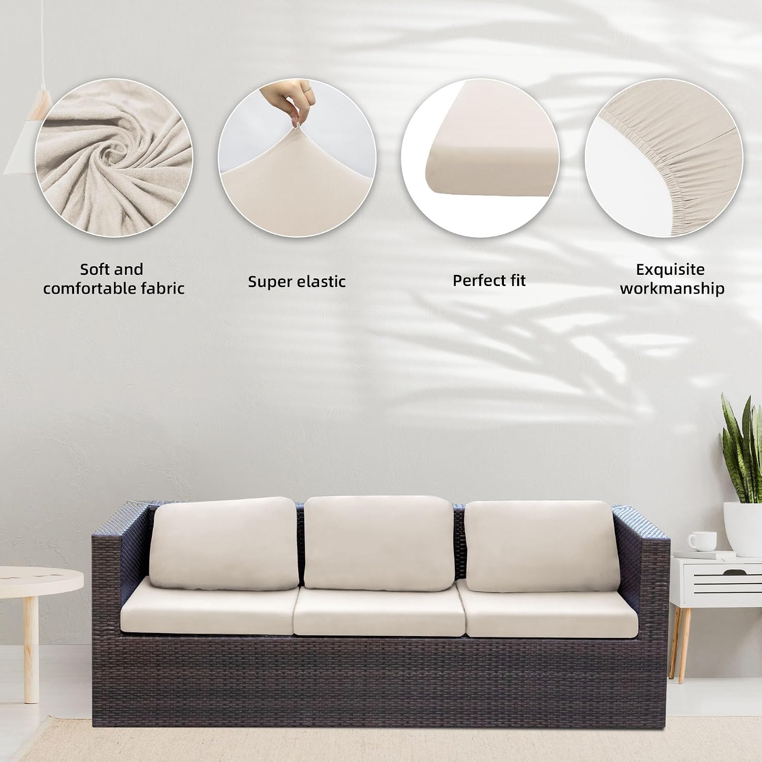 Thumbnail 2 de BIETYONE Stretch Patio Cushion Covers, 8-Pack