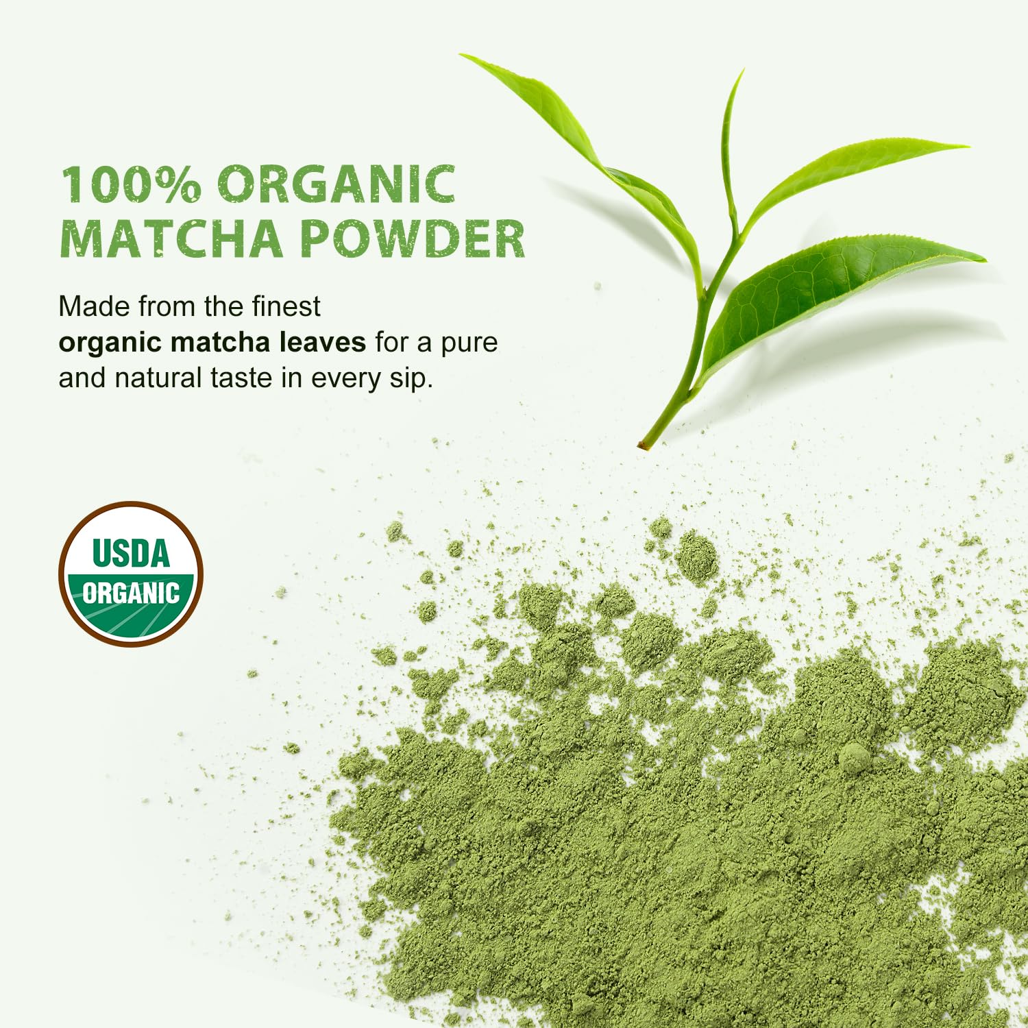 Detalle de Soeos Organic Matcha Powder, 2-Pack, 4 oz for Lattes, Smoothies & Baking
