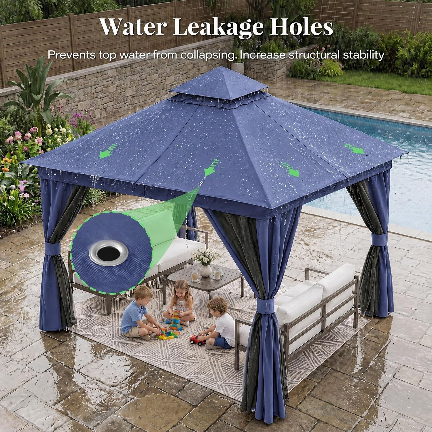 Thumbnail 5 de LAUSAINT HOME GZCT010-001-BL3-OS-1224 Gazebo, 10x10 with Netting & Double Roof