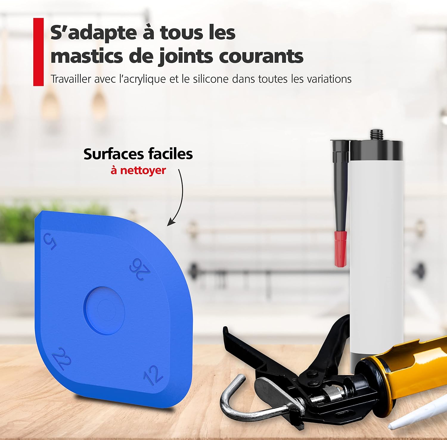 Detalle de RAVN HAMAN Set de 5 lissoirs à joints bleu (acrylique et silicone) avec 23 formes – outils de calfeutrage