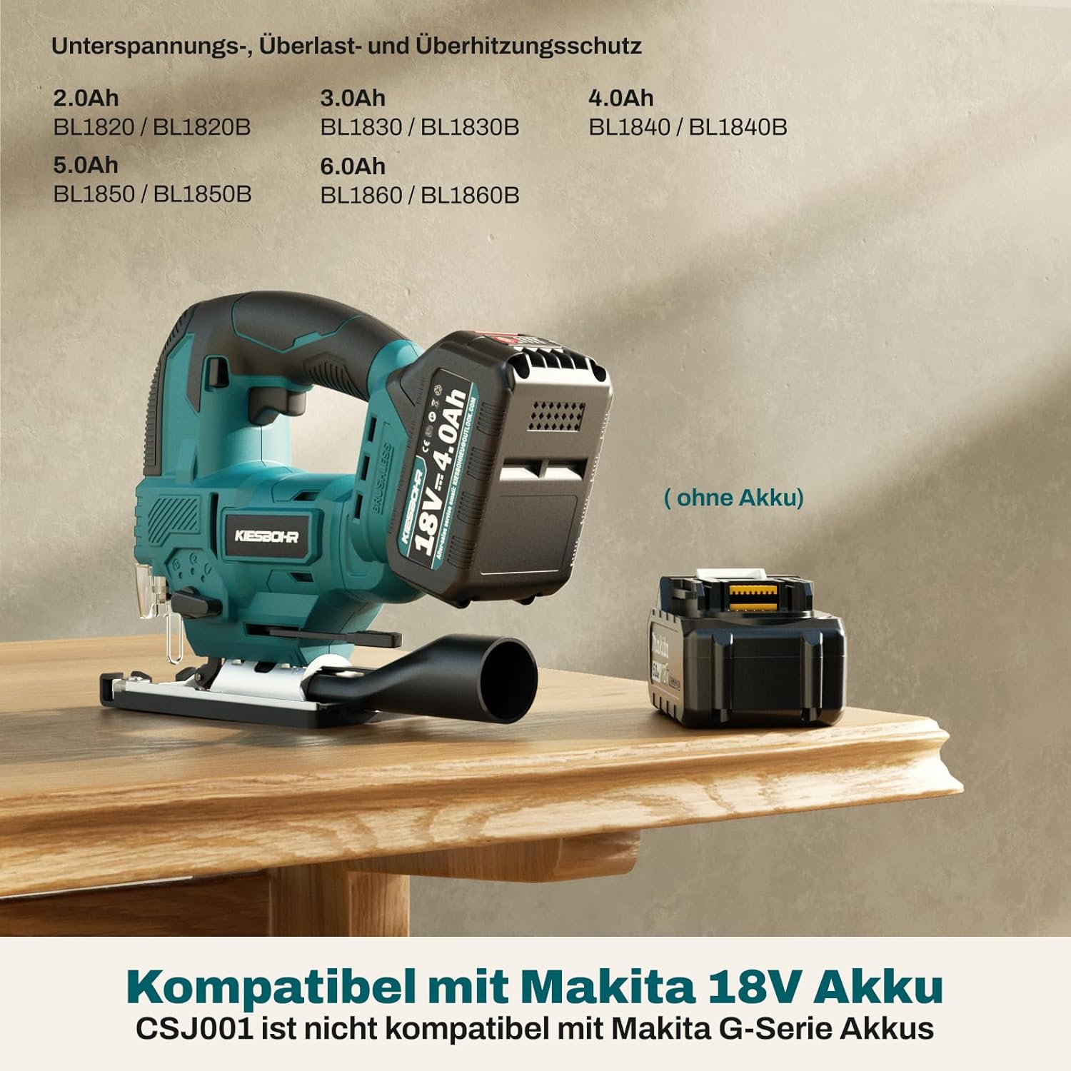 Thumbnail 1 de KIESBOHR CSJ001 Akku-Stichsäge 26 mm Hubhöhe