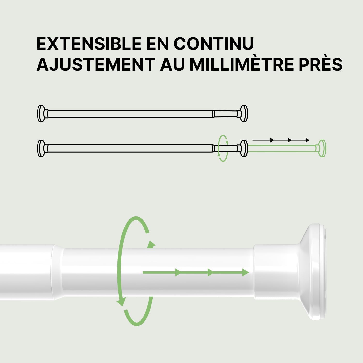 Thumbnail 4 de MEISENBERG Tringle Rideau sans perçage extensible 70-120 cm, blanc (Ø 25 mm)