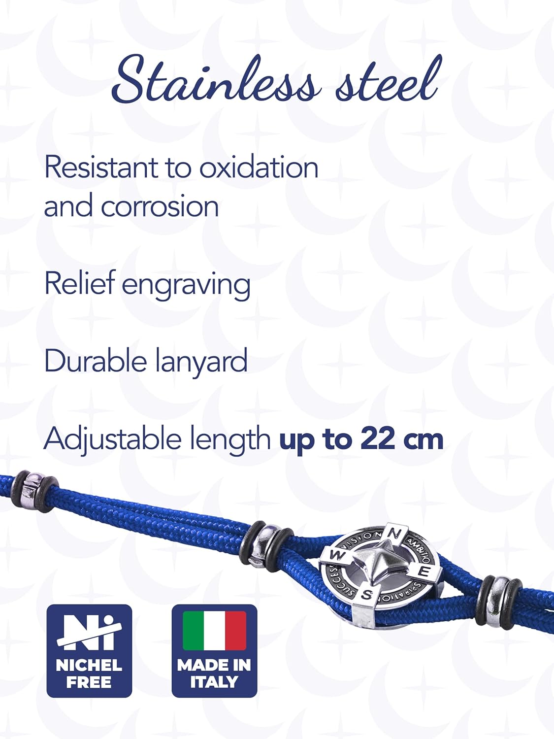Detalle de inSCINTILLE Bracelet Homme en Acier Inoxydable avec Ancre – Longueur Ajustable et Boîte Cadeau Incluse