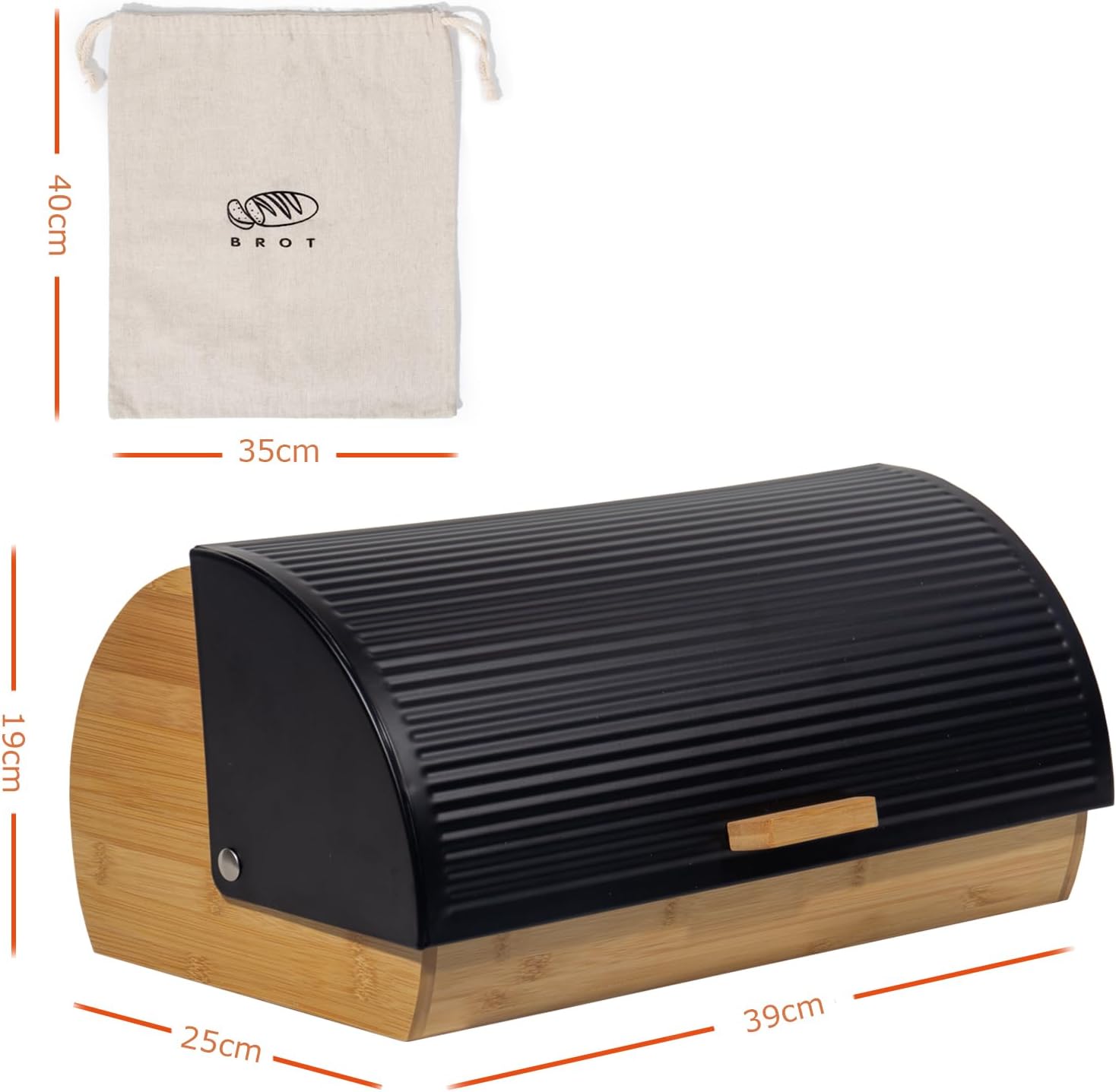 Detalle 2 de GREELUE Brotkasten Metall Holz 39 cm