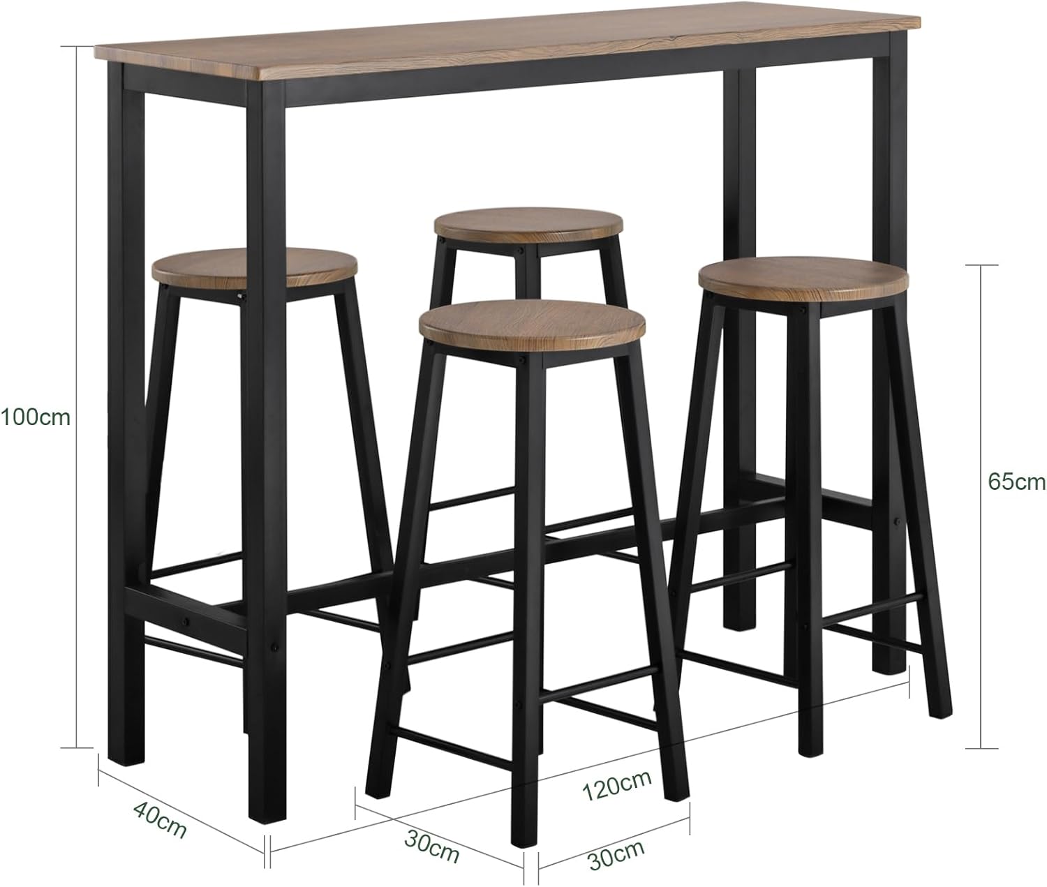 Detalle de SoBuy OGT22-SCH table haute 120 cm