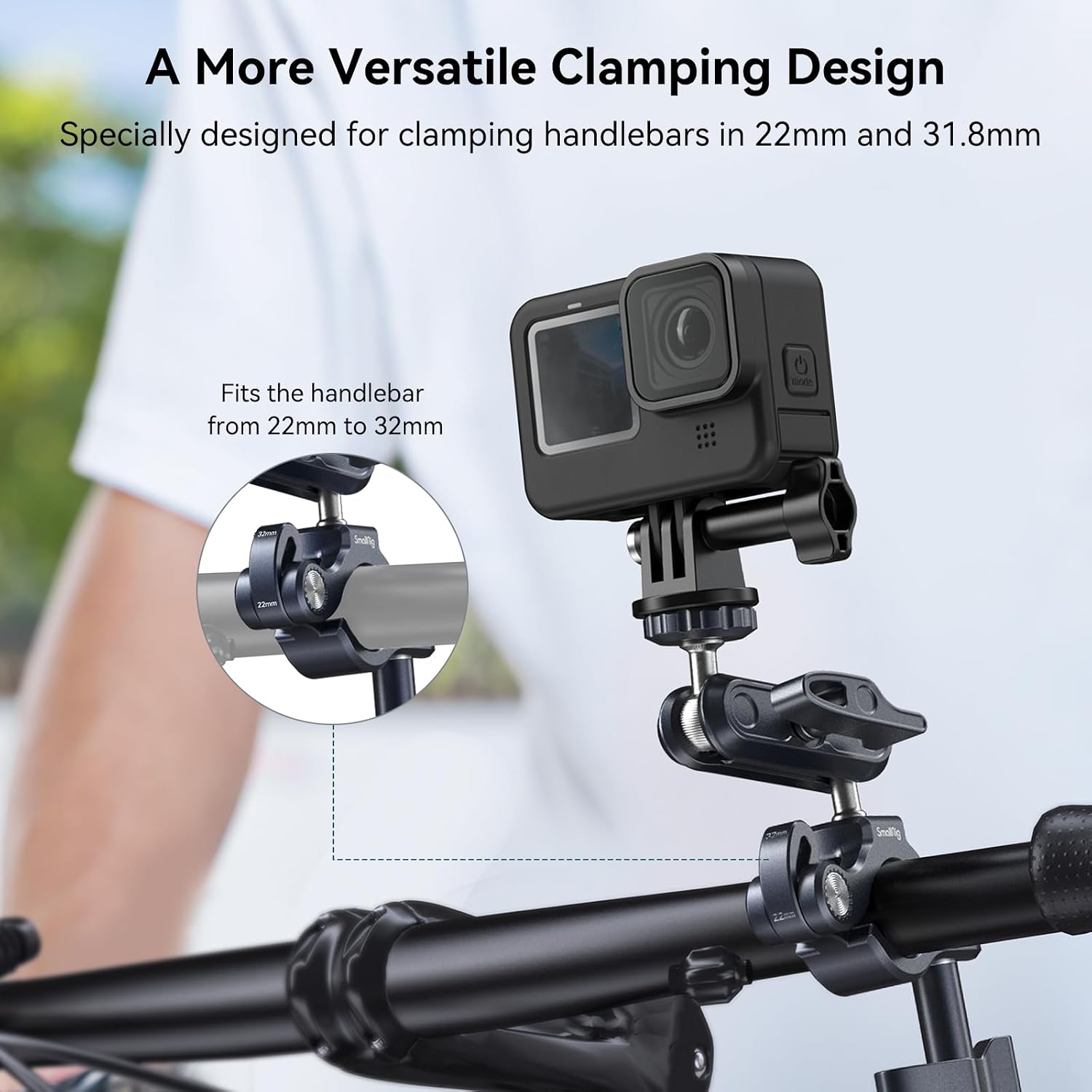 Detalle de SMALLRIG Motorrad Halterung 4191 für Action-Cameras am Lenker (für GoPro, Insta360, DJI)