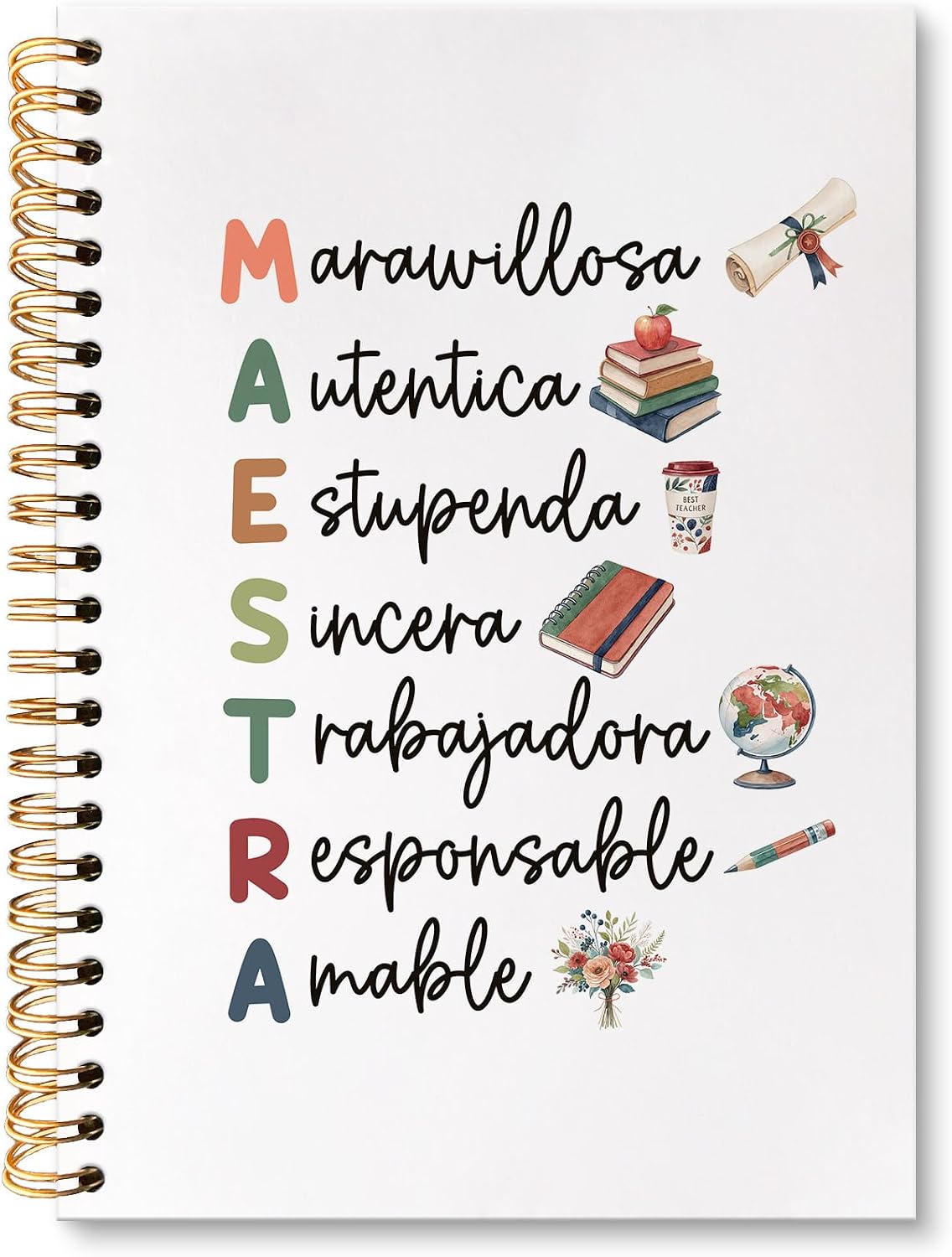 Detalle de XFCICRLJ Teacher Spiral Notebook, 5.5 x 8.3-Inch Maestra Journal