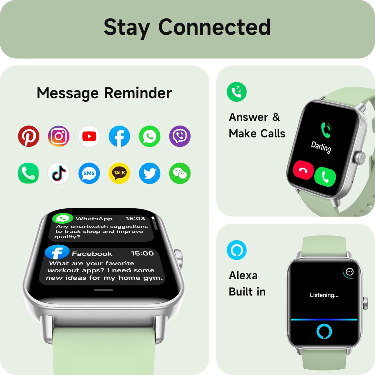 Thumbnail 1 de Montre Connectée AEAC Homme/Femme – Appel Bluetooth, 1,85" avec Moniteur de Fréquence Cardiaque et 120+ Modes