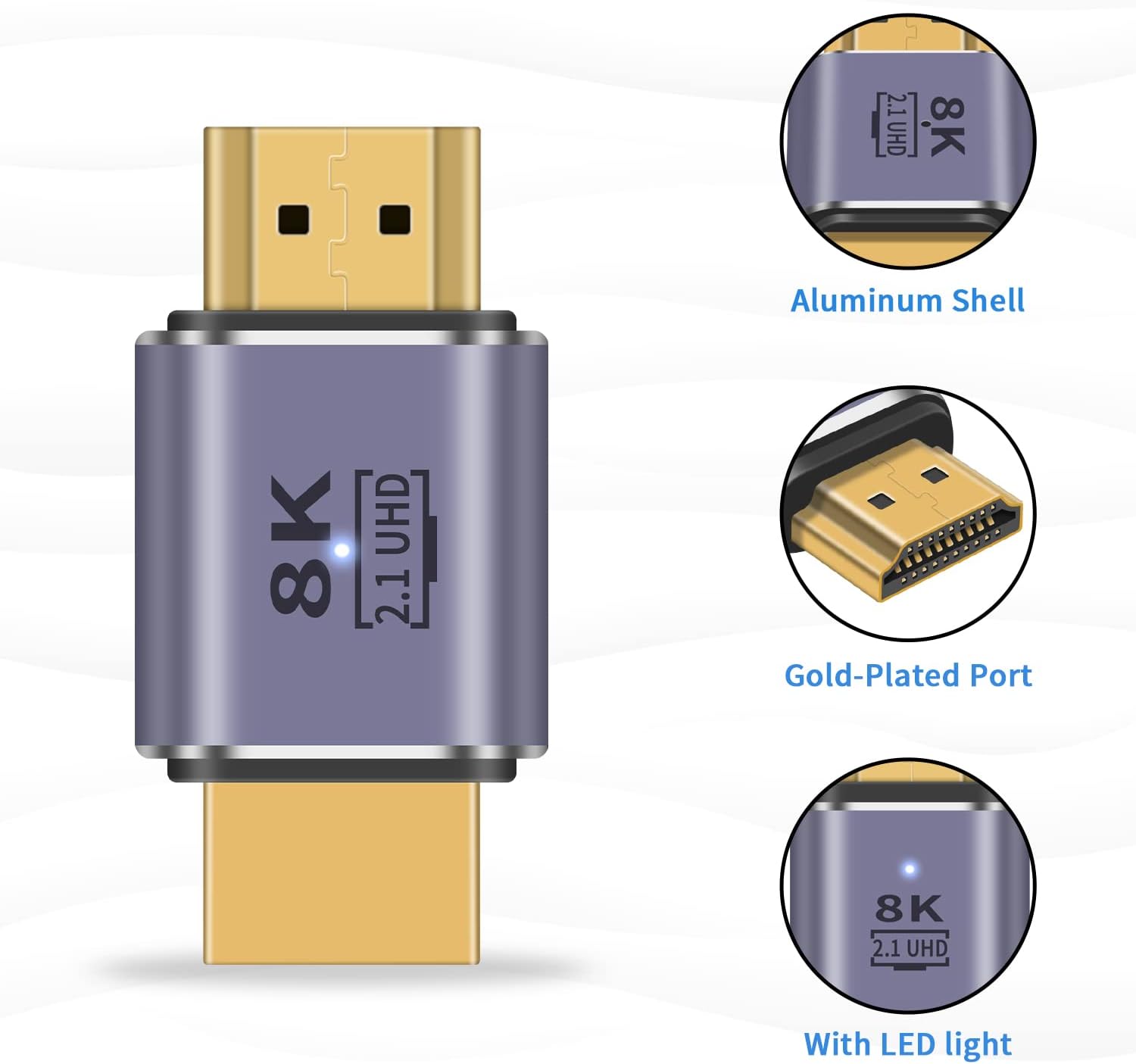 Thumbnail 5 de Maxhood 8K HDMI Male to Male Adapter (2-Pack) – HDMI 2.1, 48Gbps, 8K@60Hz / 4K@120Hz