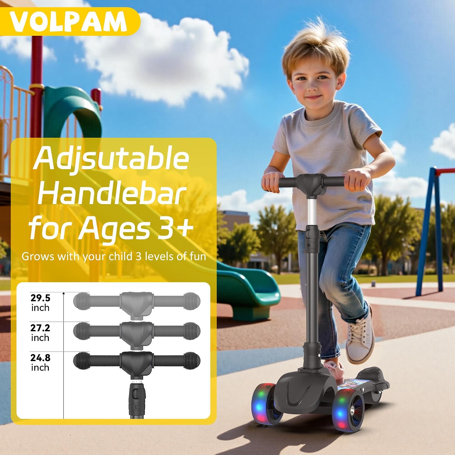 Thumbnail 2 de VOLPAM C001 Kids’ Electric Scooter, 80W Motor, 3 Wheels, Adjustable Handlebar