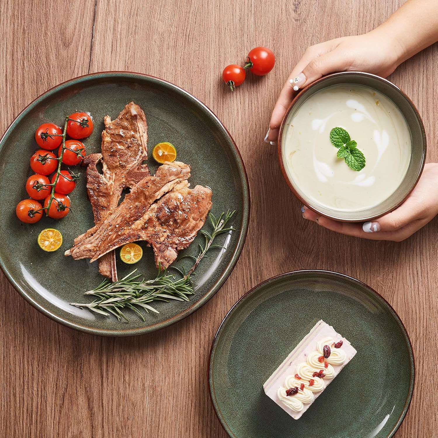 Detalle 2 de Pokini Stoneware Dinnerware 12 pc Set 🍽