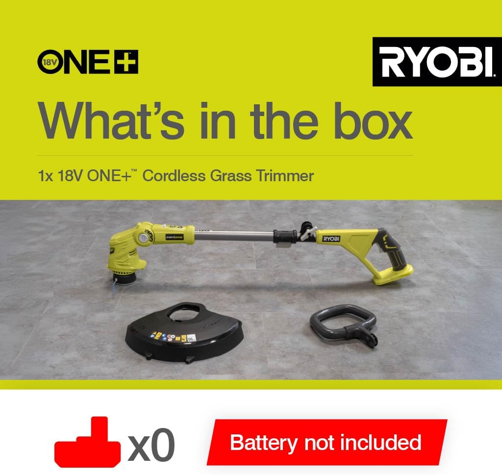Detalle de Ryobi OLT1832 ONE+ Cordless Grass Trimmer – 25–30 cm Adjustable Width, 18 V (Zero Tool)