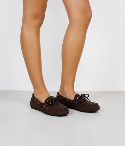 Detalle 2 de BOSANOVA Zapato Plano Náutico de Ante Vegano para Mujer – Marrón 38