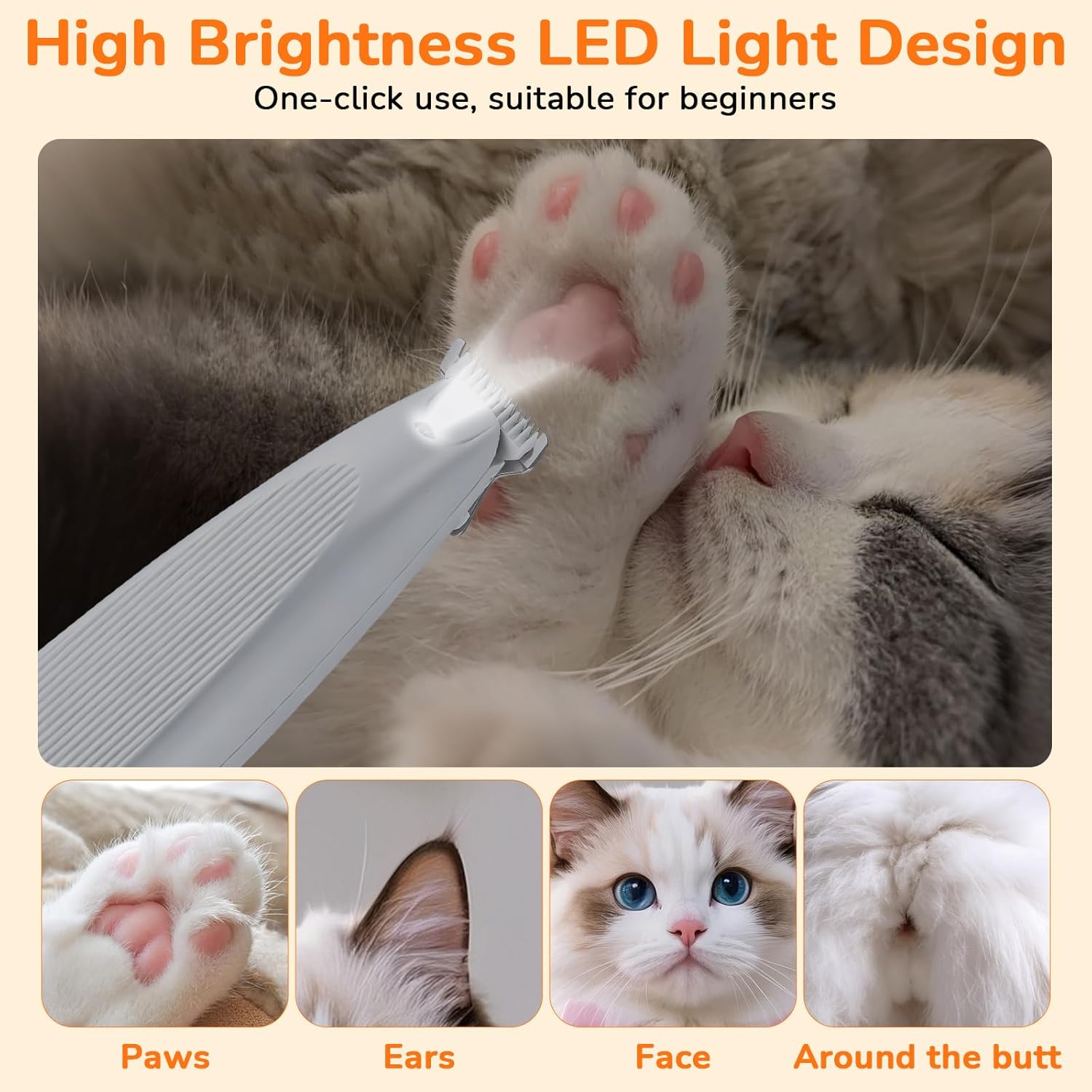 Detalle de ETACCU Dog Paw Trimmer with LED Display – Ultra-Quiet Pet Grooming Clipper for Paws, Eyes, Ears and Small Areas