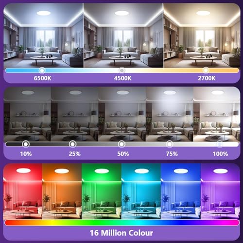 Detalle 2 de Taipow Lámpara de Techo LED 30W RGB: control inteligente para salón y dormitorio