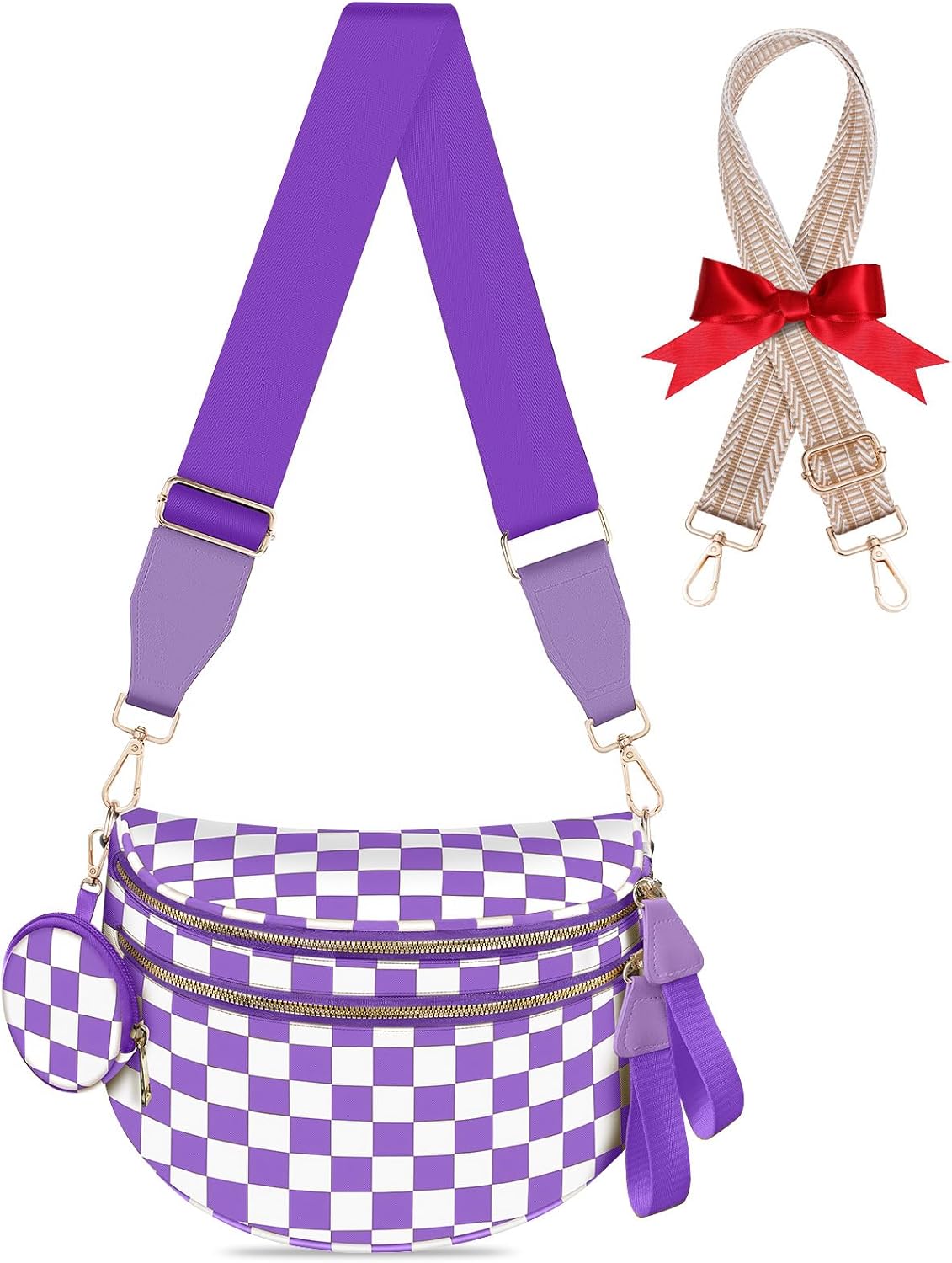 Detalle 2 de Rose Checkered Bum Bag with Removable Wallets
