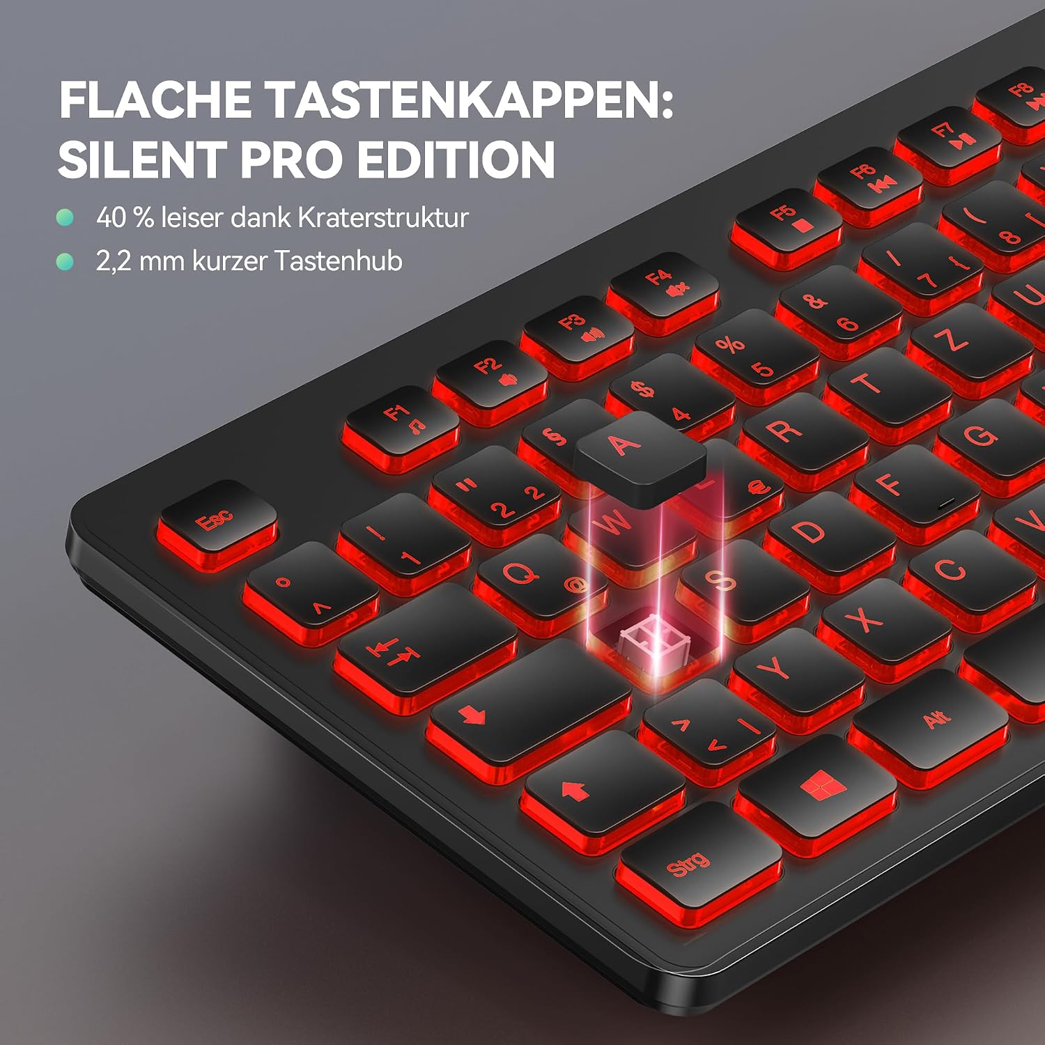 Thumbnail 3 de TECKNET kabelgebundene USB-Tastatur mit 7-Farben RGB-Hintergrundbeleuchtung, Deutsches QWERTZ Vollgröße, spritzwassergeschützt und leise