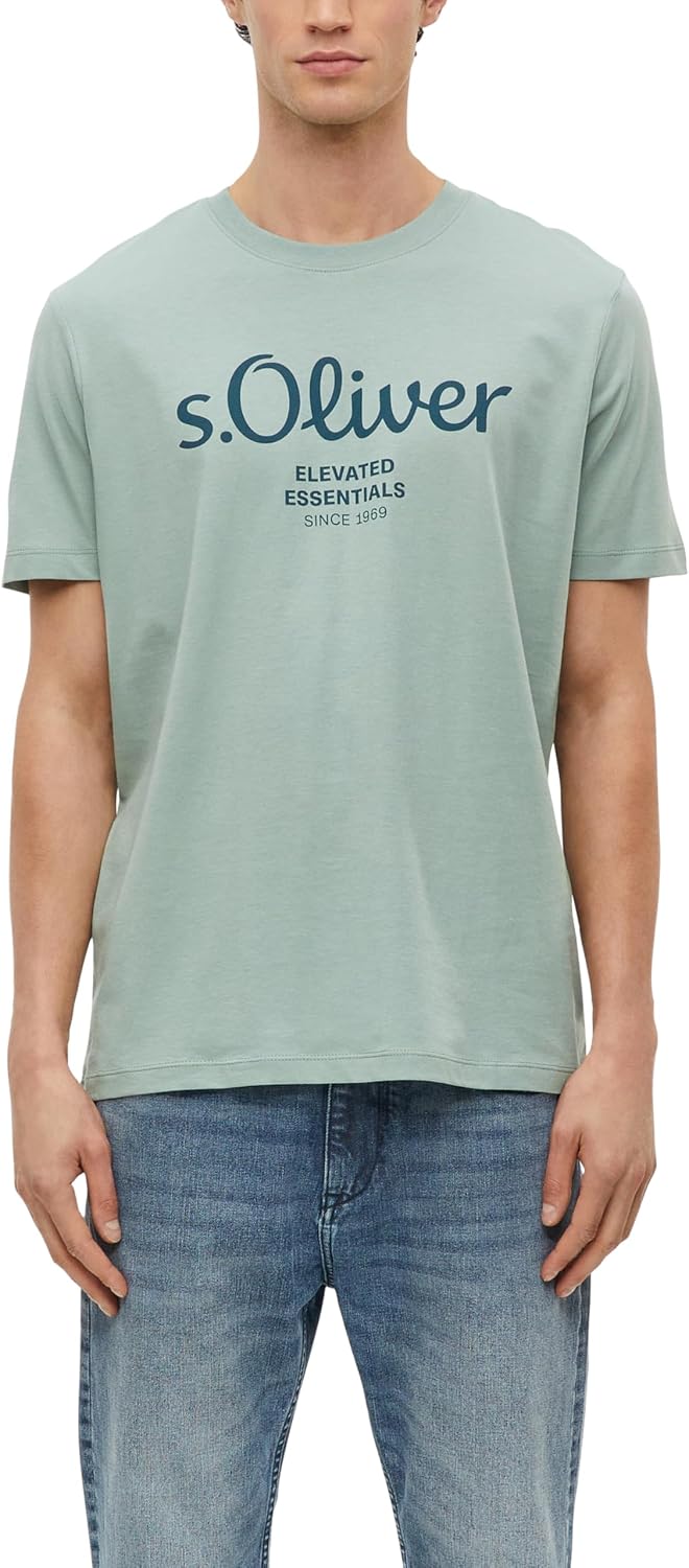 Detalle de s.Oliver Baumwoll-T-Shirt mit Logo-Print – 100% Baumwolle, Regular Fit