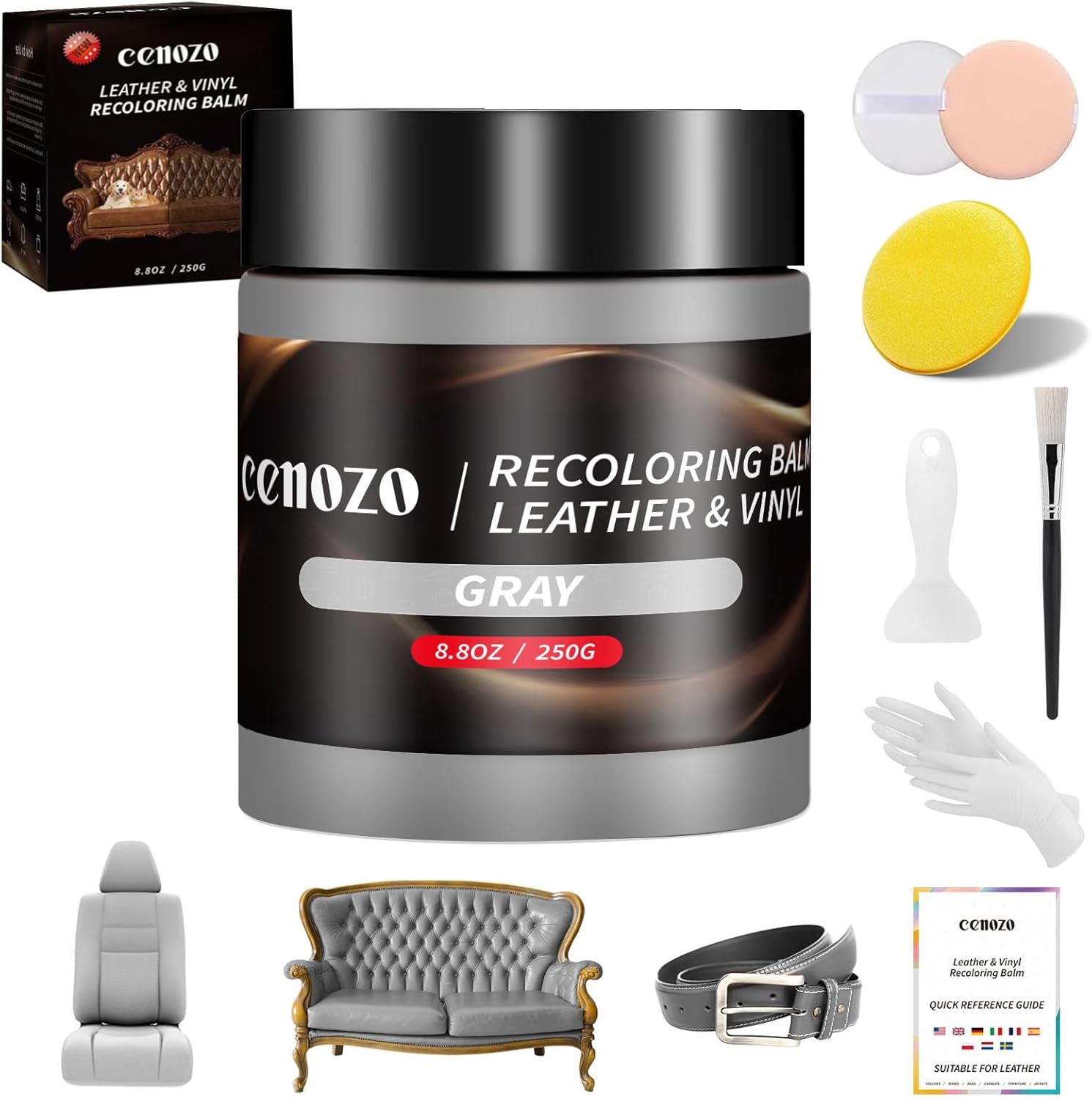 Thumbnail 6 de Kit riparazione pelle Cenozo 250 g beige: smacchiatore, stucco e tintura per sedili auto, divani e accessori