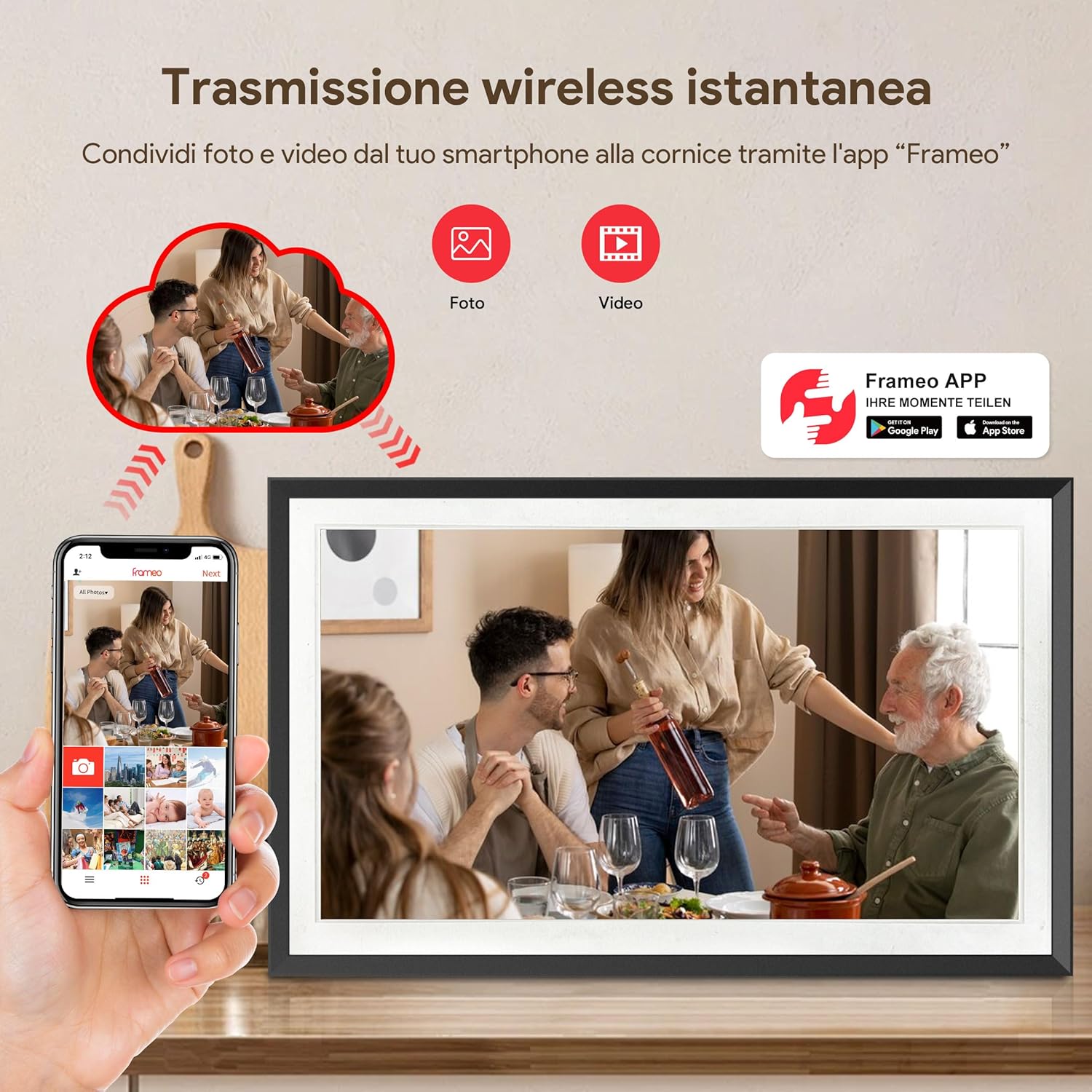 Thumbnail 1 de Frameo Digitaler Bilderrahmen 15,6 Zoll (Full HD, WLAN) mit 32 GB Speicher