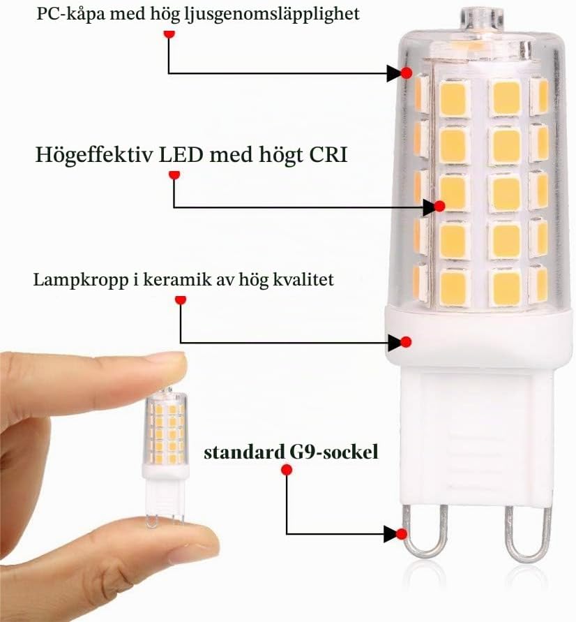 Detalle 2 de BAOMING G9 LED-lampor, dimbara, 4 W, 2700 K och 5-pack