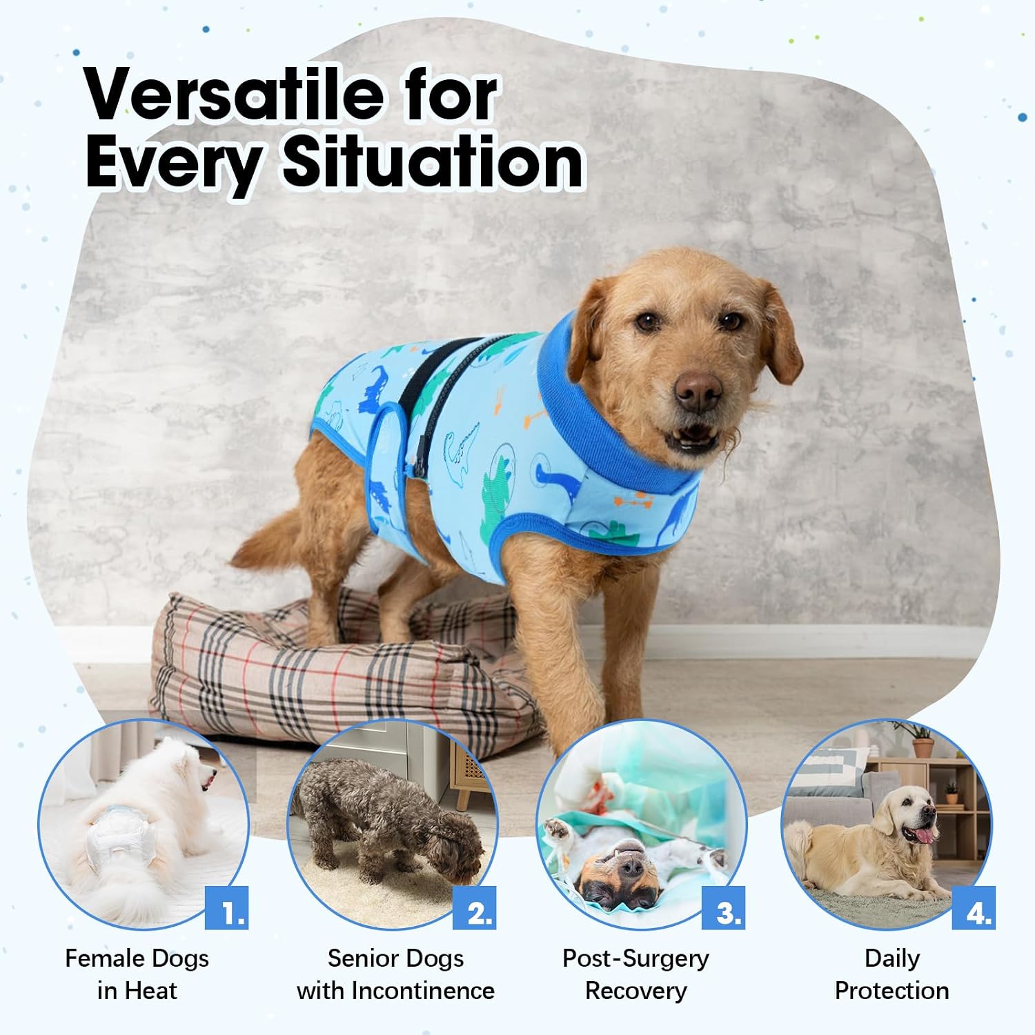 Detalle 2 de Lelepet Dog Nappy Female – Reusable, Washable Dog Incontinence and Heat Pants (XL) in Blue