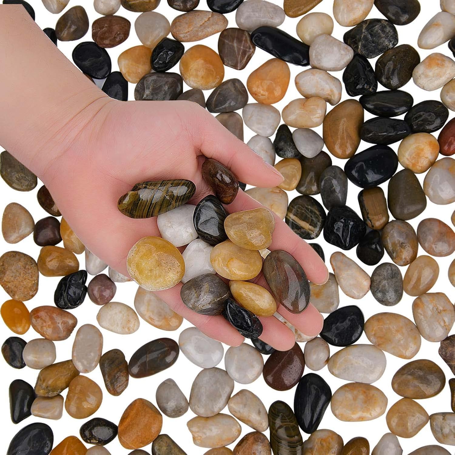 Thumbnail 1 de Hisredsun Dekorative Steine 0,95 kg – polierte Flusskiesel für Blumenkästen, Garten und Aquarium