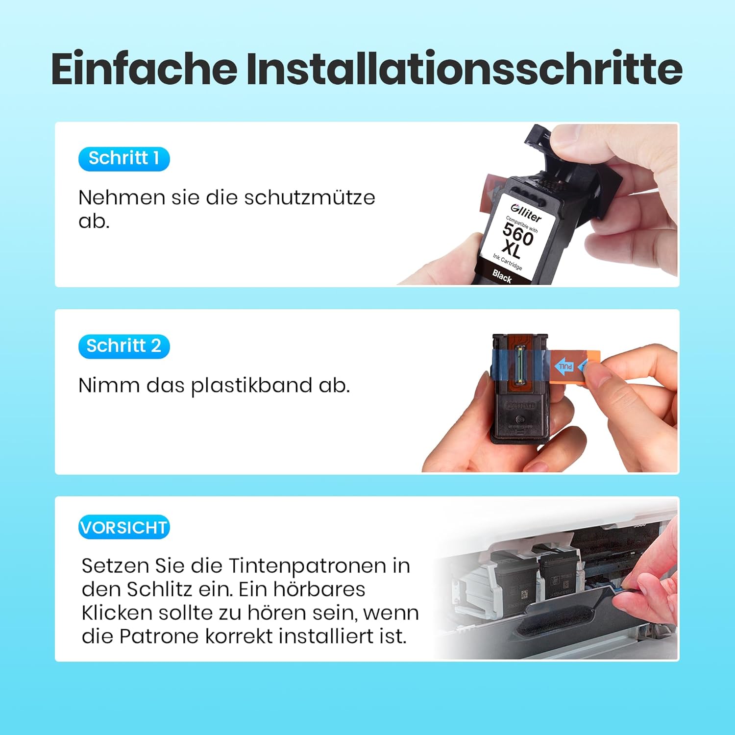 Thumbnail 6 de Glliter 560 XL & 561 XL Patronen kompatibel für Canon Pixma TS-Serie (Schwarz + Farbe) – 2er-Pack