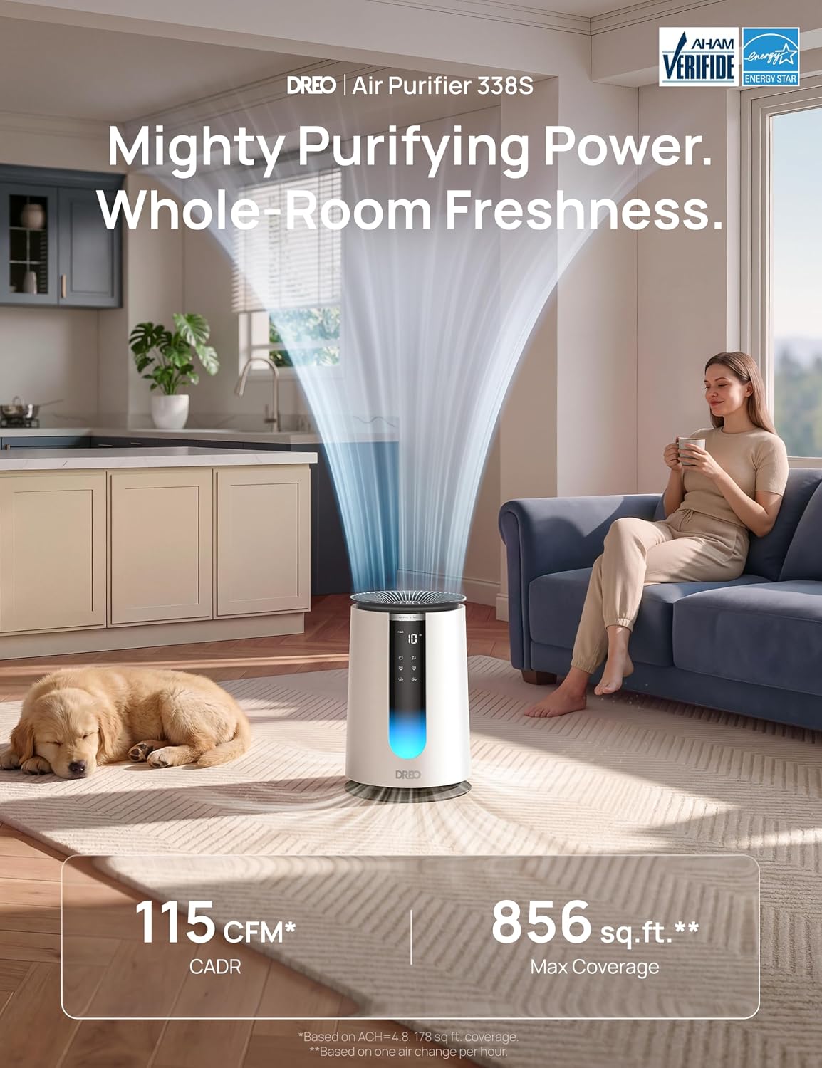 Detalle de DREO 338S DR-HAP008S Smart Air Purifier with PM2.5 Monitor and Wi-Fi