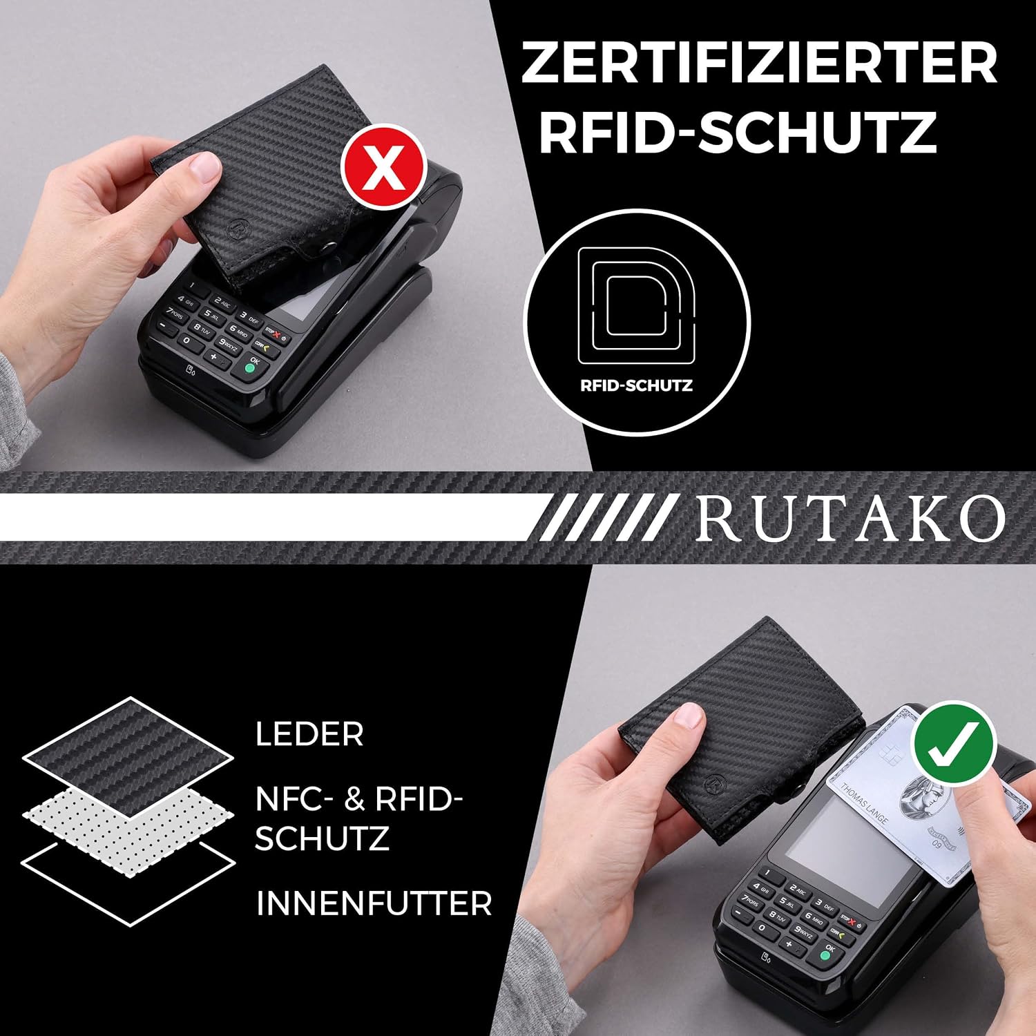 Thumbnail 2 de RUTAKO Slim Wallet RFID Schutz