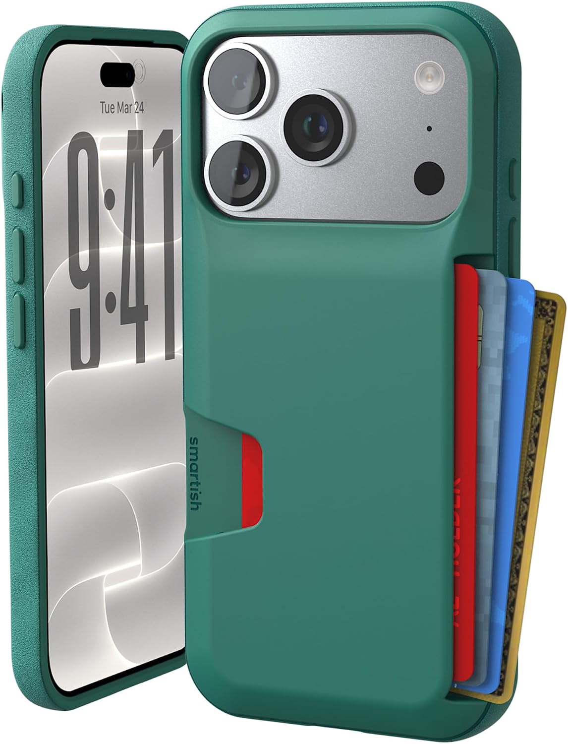 Detalle de Smartish Wallet Slayer Vol. 1 Wallet Case for iPhone 17 Pro (So Jaded) — slim card holder with drop protection