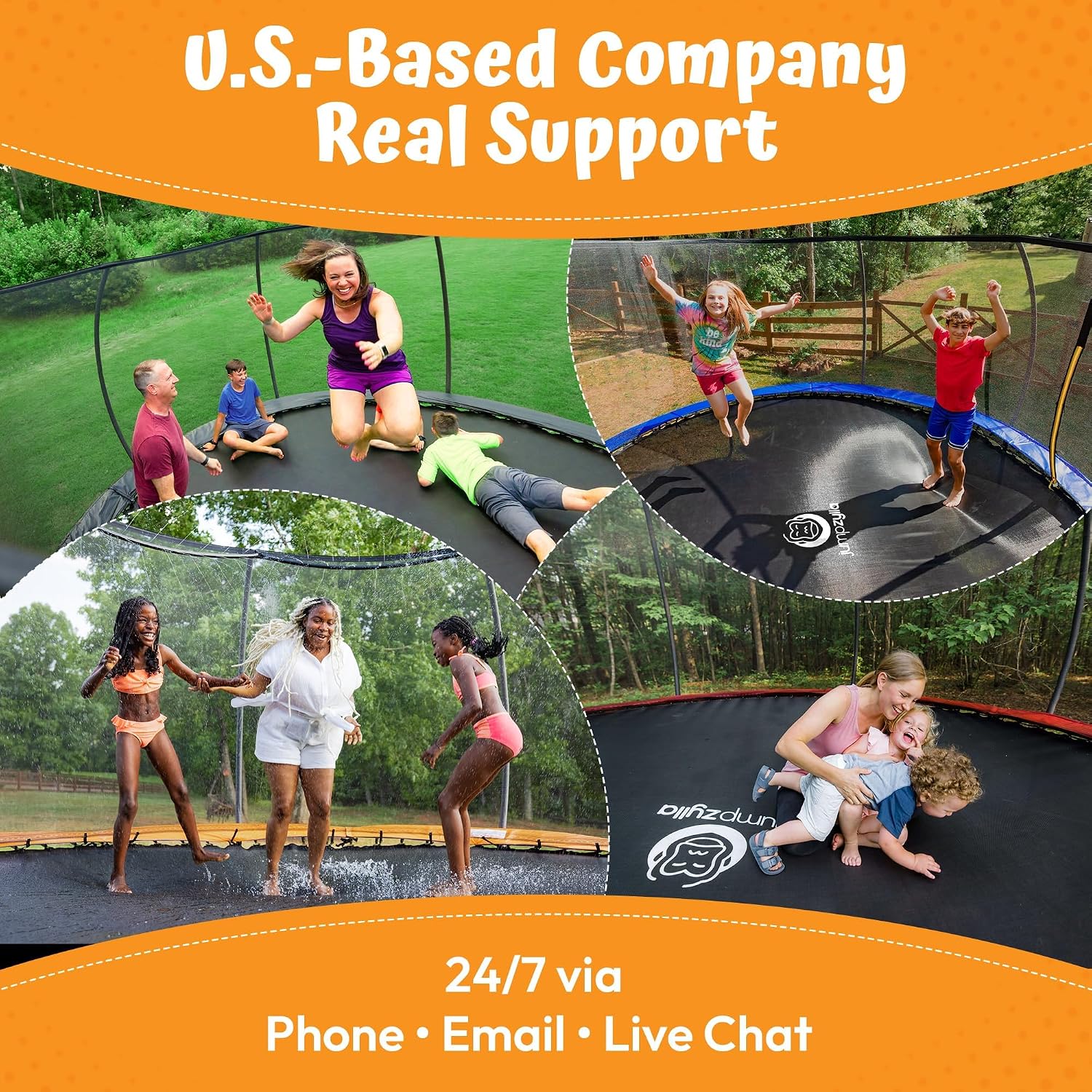 Detalle de JUMPZYLLA 16FT Outdoor Trampoline with Net, 90 Springs, Galvanized Steel Frame