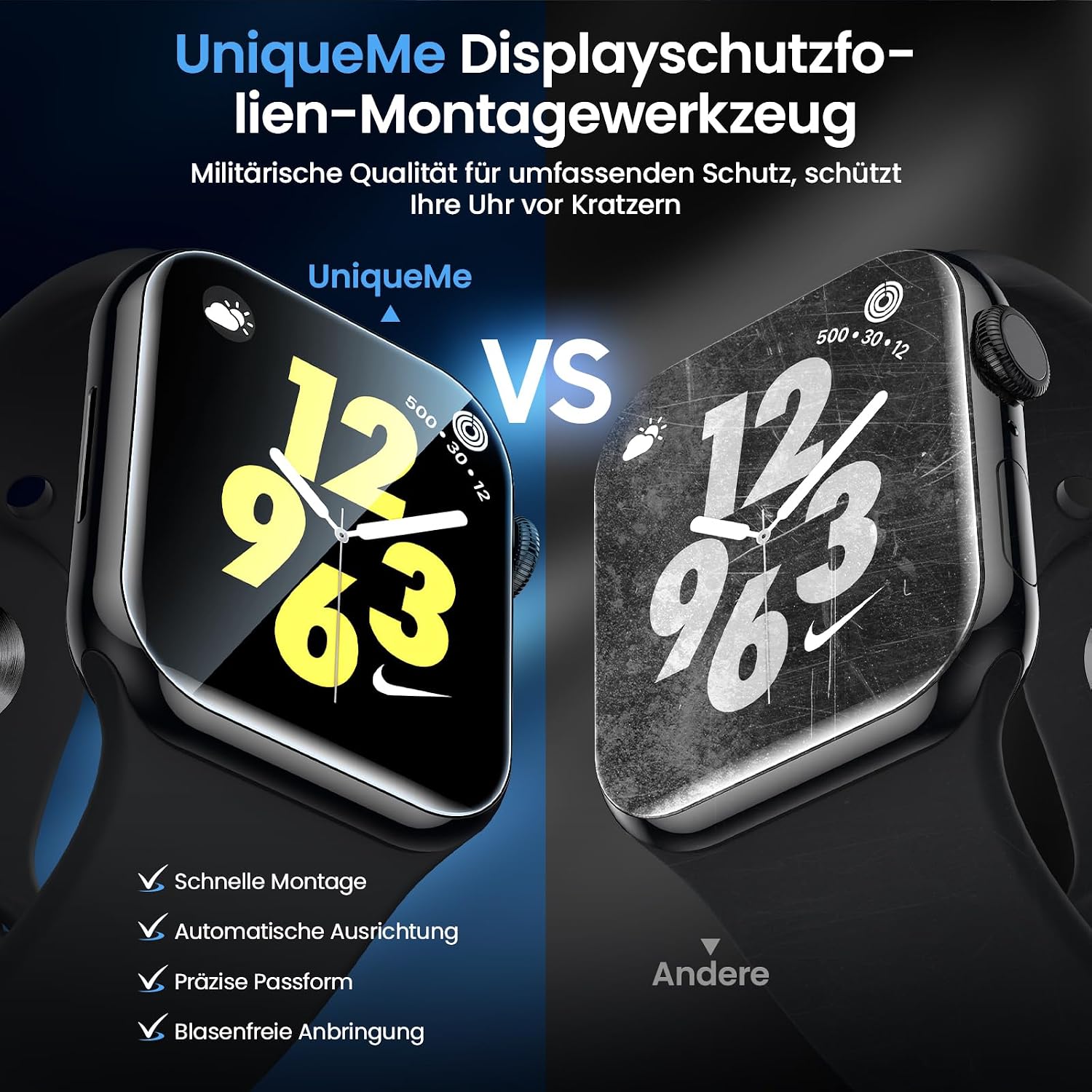 Thumbnail 4 de UniqueMe Displayschutzfolie für Apple Watch 44/45 mm (4 Stück) – HD TPU mit einfacher Anbringung