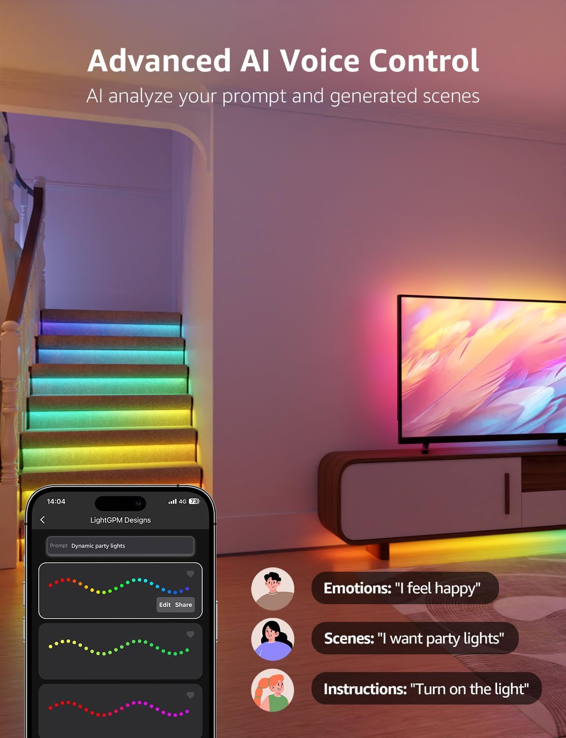 Thumbnail 6 de Lepro S2 AI Smart LED Strip Light 5M RGBW+IC: AI lighting designer with voice control