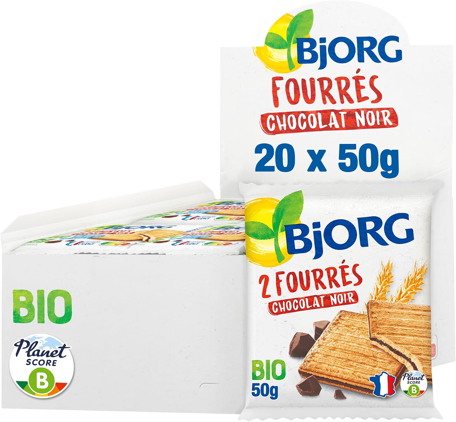 Thumbnail 6 de BJORG Biscuits Fourrés Chocolat Lait en Pochon – Bio, Sans Huile de Palme, Fabriqué en France (50 g x 20, total 1 kg)