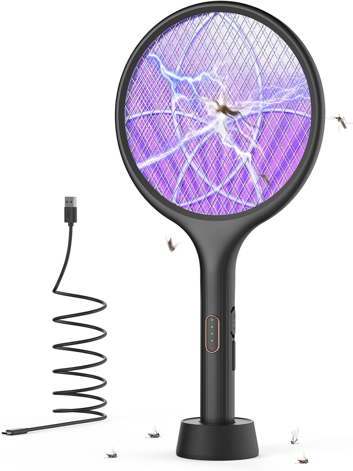 Detalle de YISSVIC Electric Fly Swatter 4000V Bug Zapper Racket Dual Mode (1, Black)