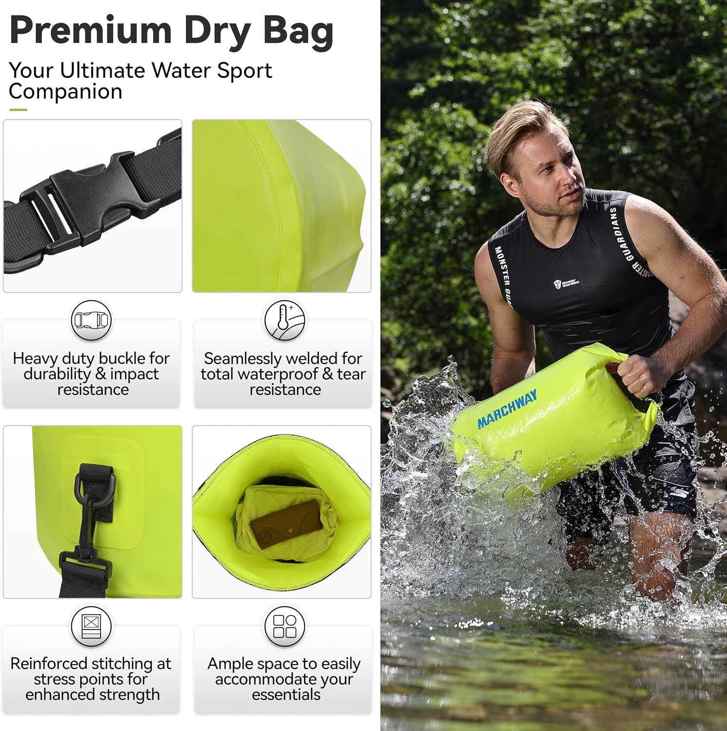 Detalle de MARCHWAY Floating Waterproof Dry Bag Backpack (5L–40L): Durable, Buoyant Gear Guard for Water Adventures