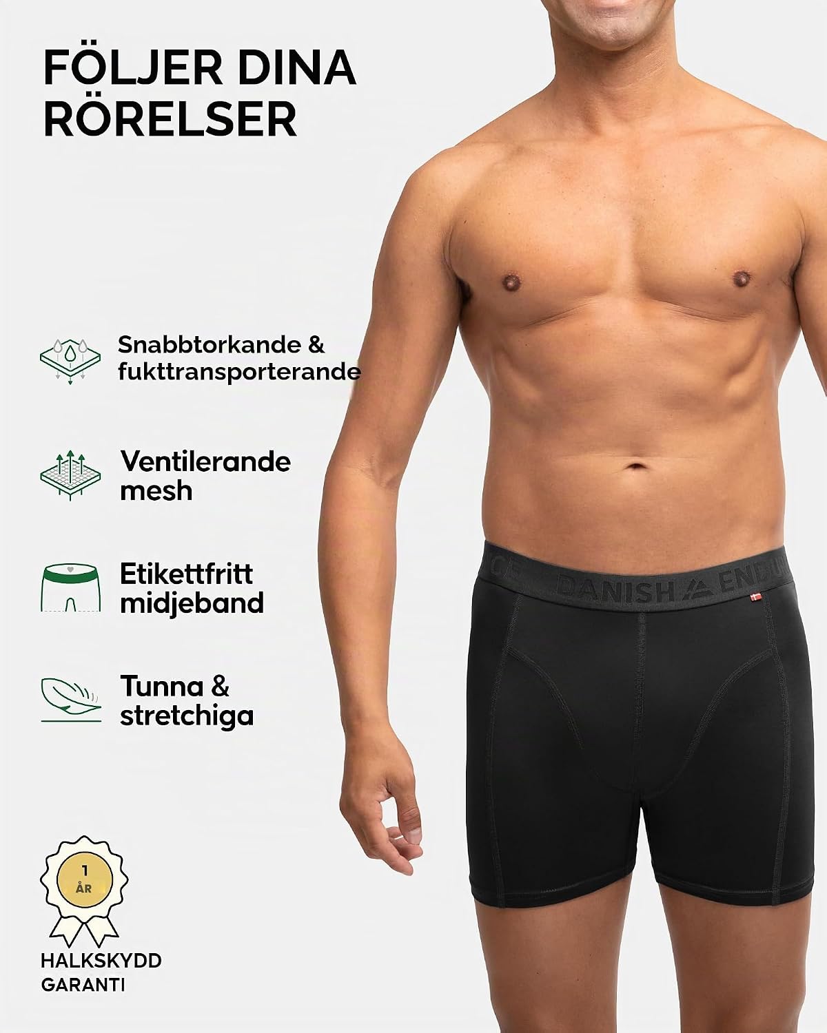 Thumbnail 1 de DANISH ENDURANCE sportkalsonger för män, 3-pack med mesh och fukttransport