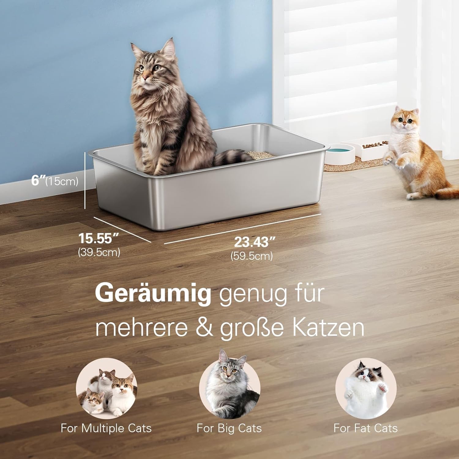 Thumbnail 6 de Barhon Katzenklo Edelstahl 60×40×15 cm 🐾