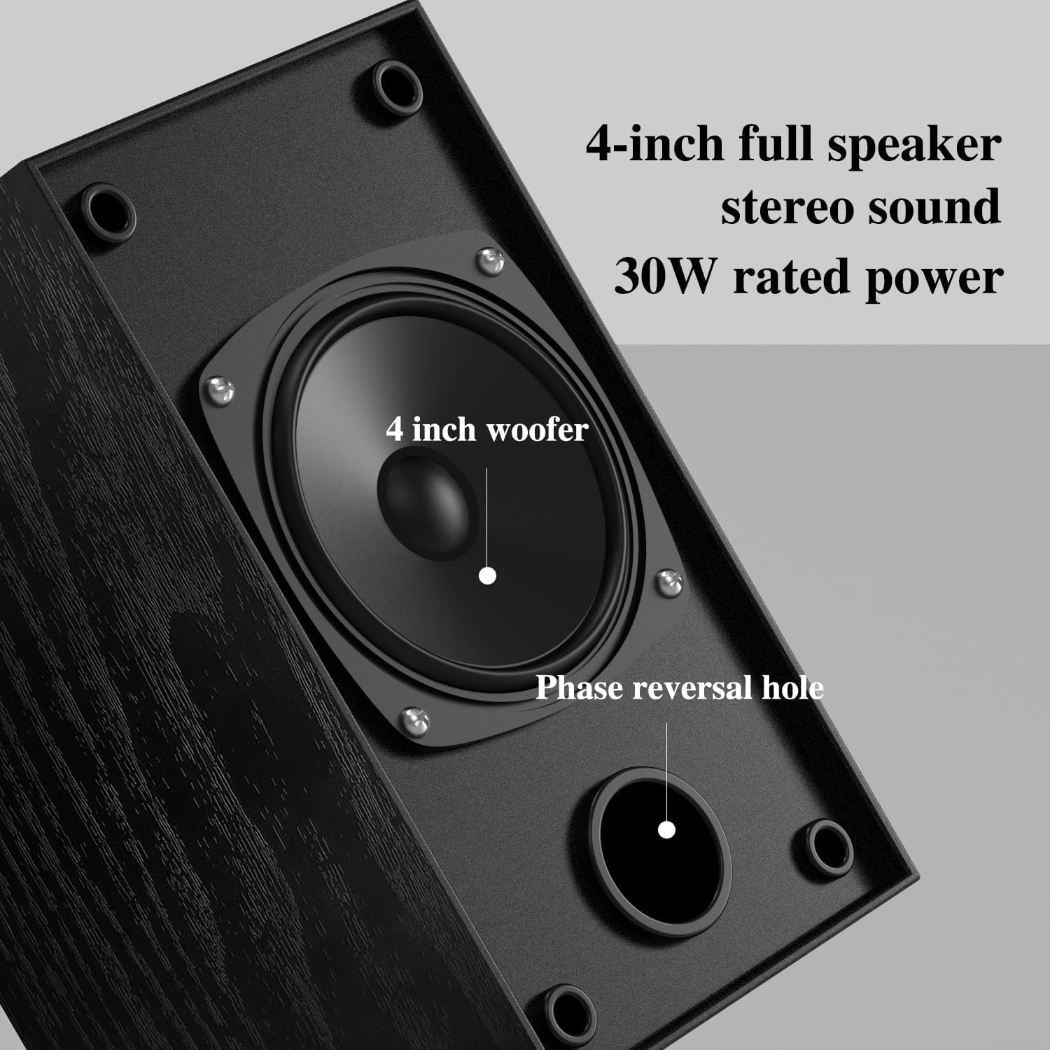 Detalle de Elimavi Active Bookshelf Speakers 2.0: 30W x 2 with 4" Woofers and 3.5mm/RC A inputs