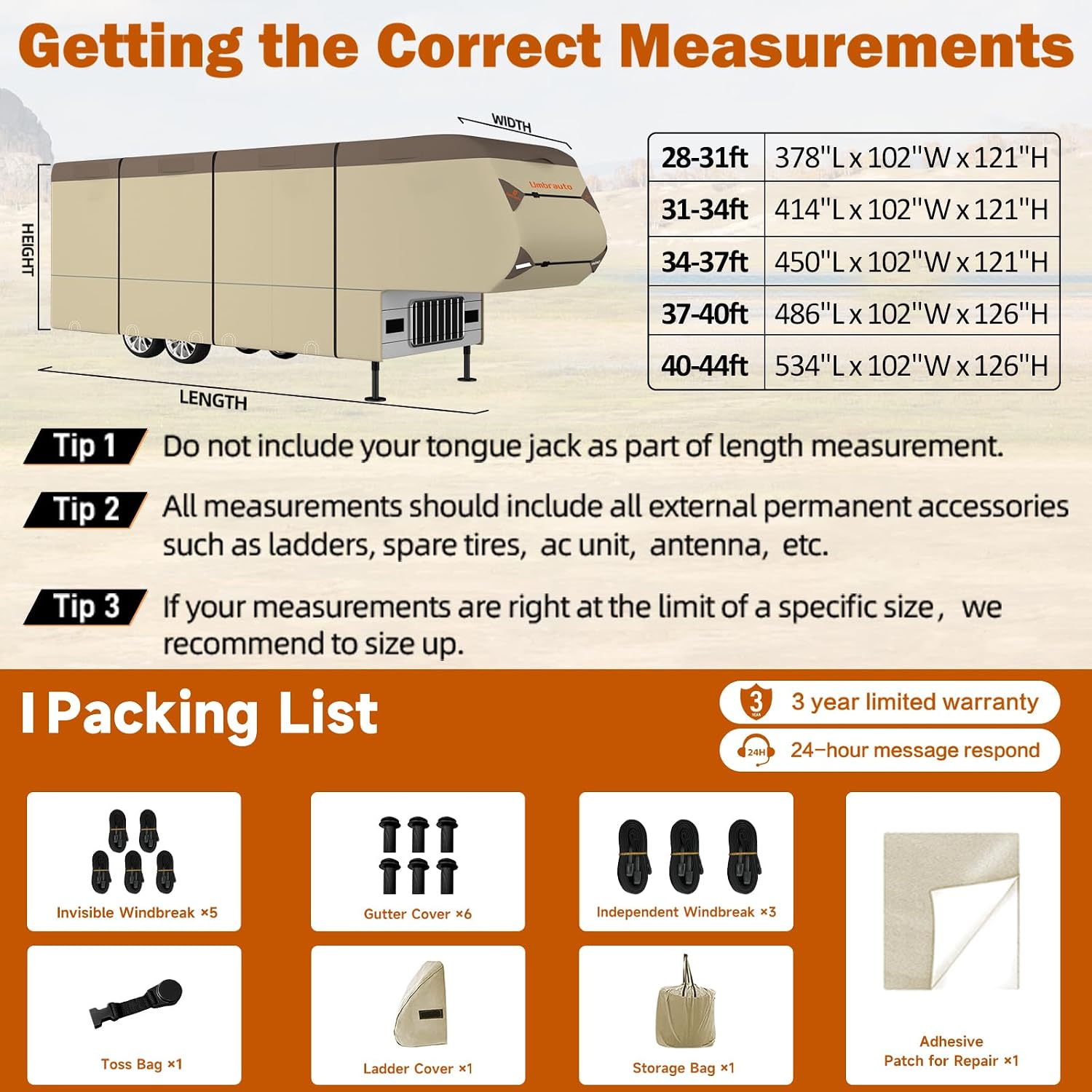 Thumbnail 5 de Umbrauto 5th Wheel RV Cover 40'–44' | Upgraded 9-Layer Top Waterproof & Windproof