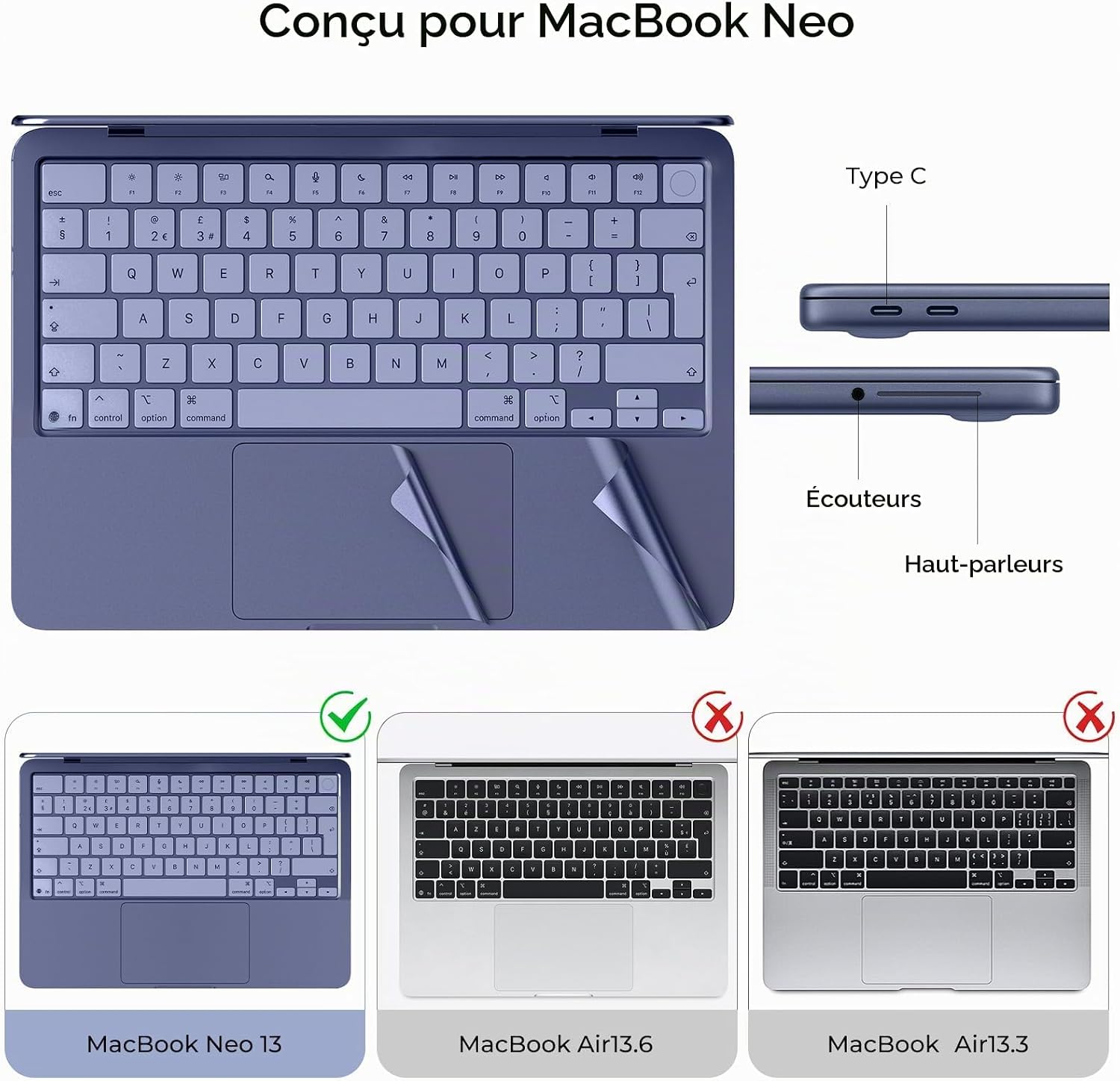 Thumbnail 1 de EooCoo beschermhoes voor MacBook Neo 13 inch (A3404), 3-in-1 met toetsenbordbescherming